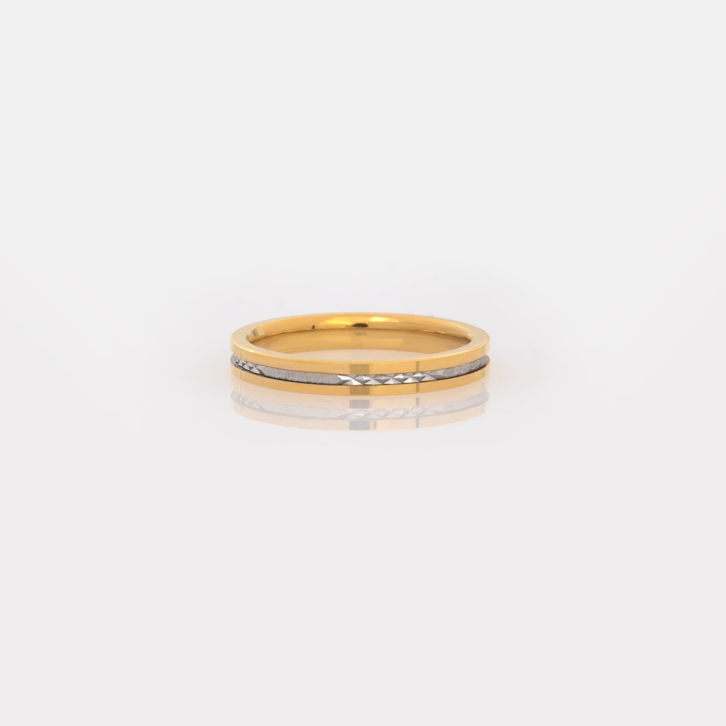 Diamond Cut Two tone Wedding Band