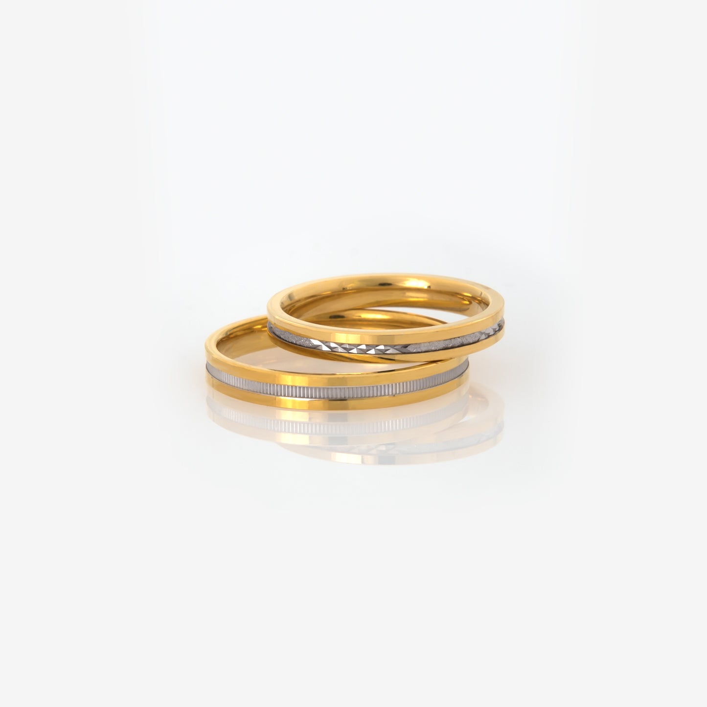 Diamond Cut Two tone Wedding Band