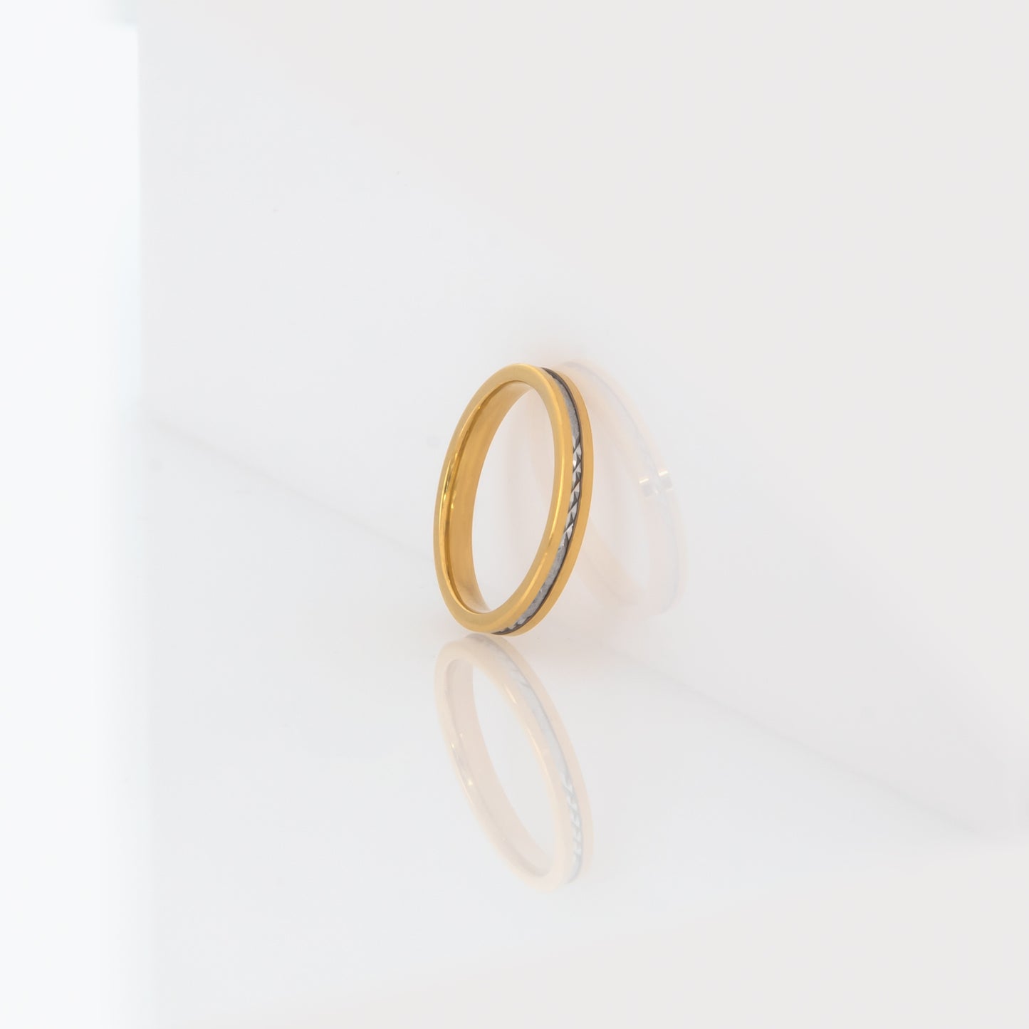 Diamond Cut Two tone Wedding Band