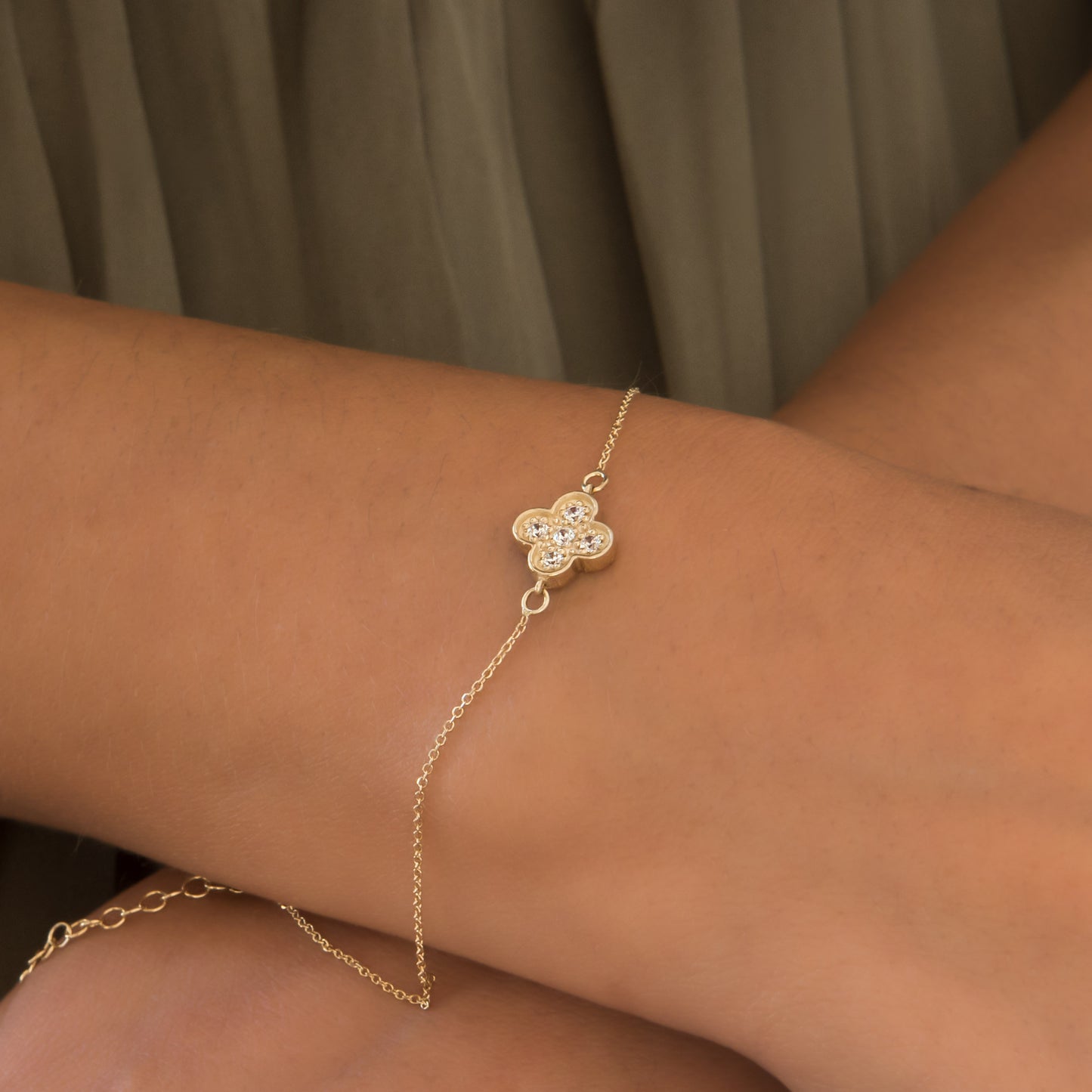 Four Leaf Clover Gemstone Bracelet
