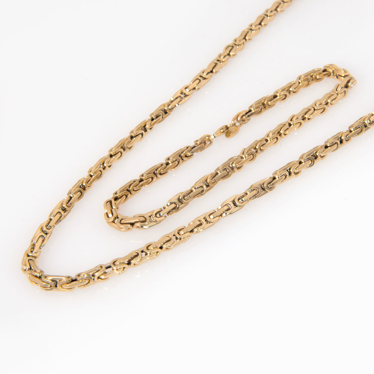14K Yellow Gold Byzantine Link Bracelet – Heavy King’s Chain Unisex Bracelet