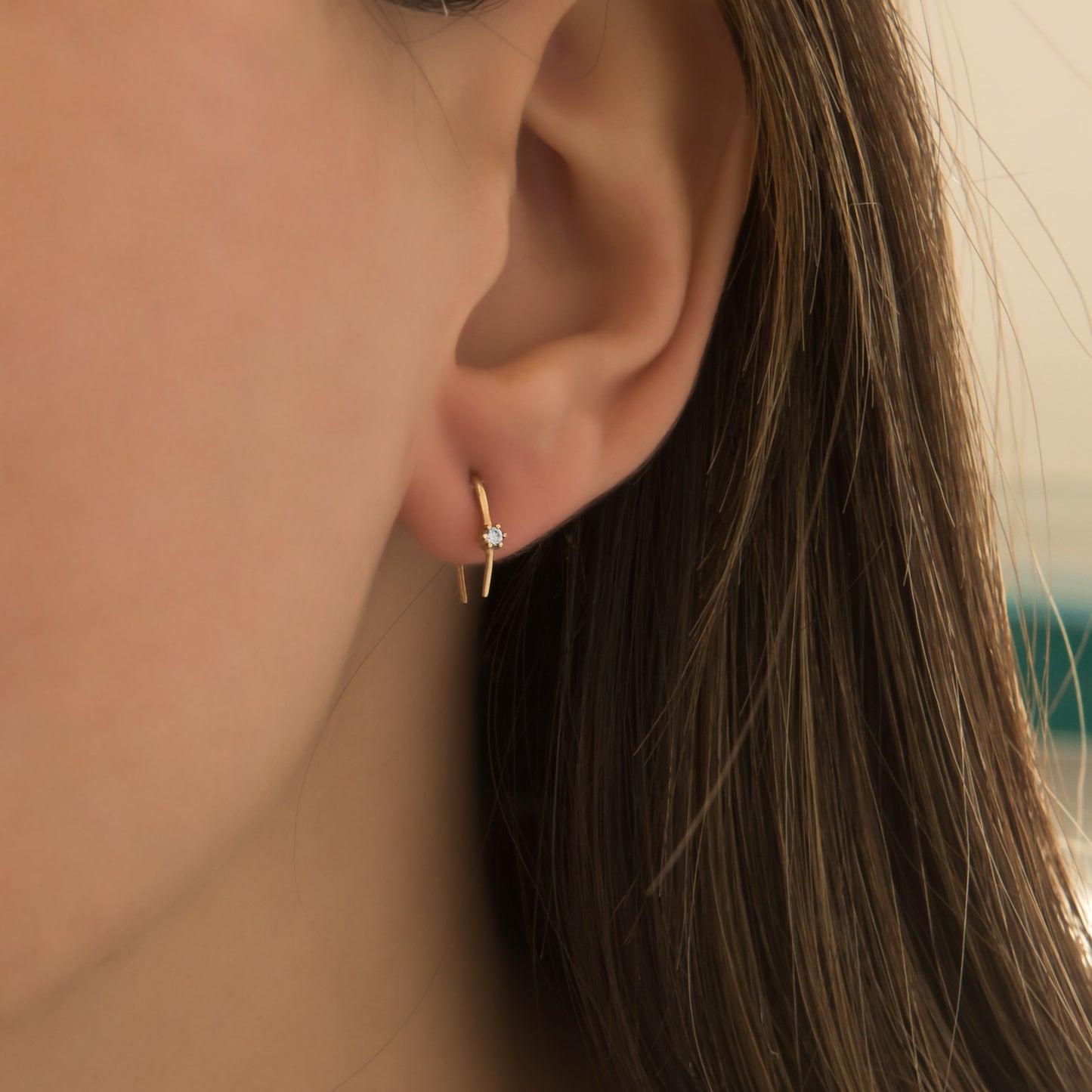 Open Arc Hoops with One Gemstone