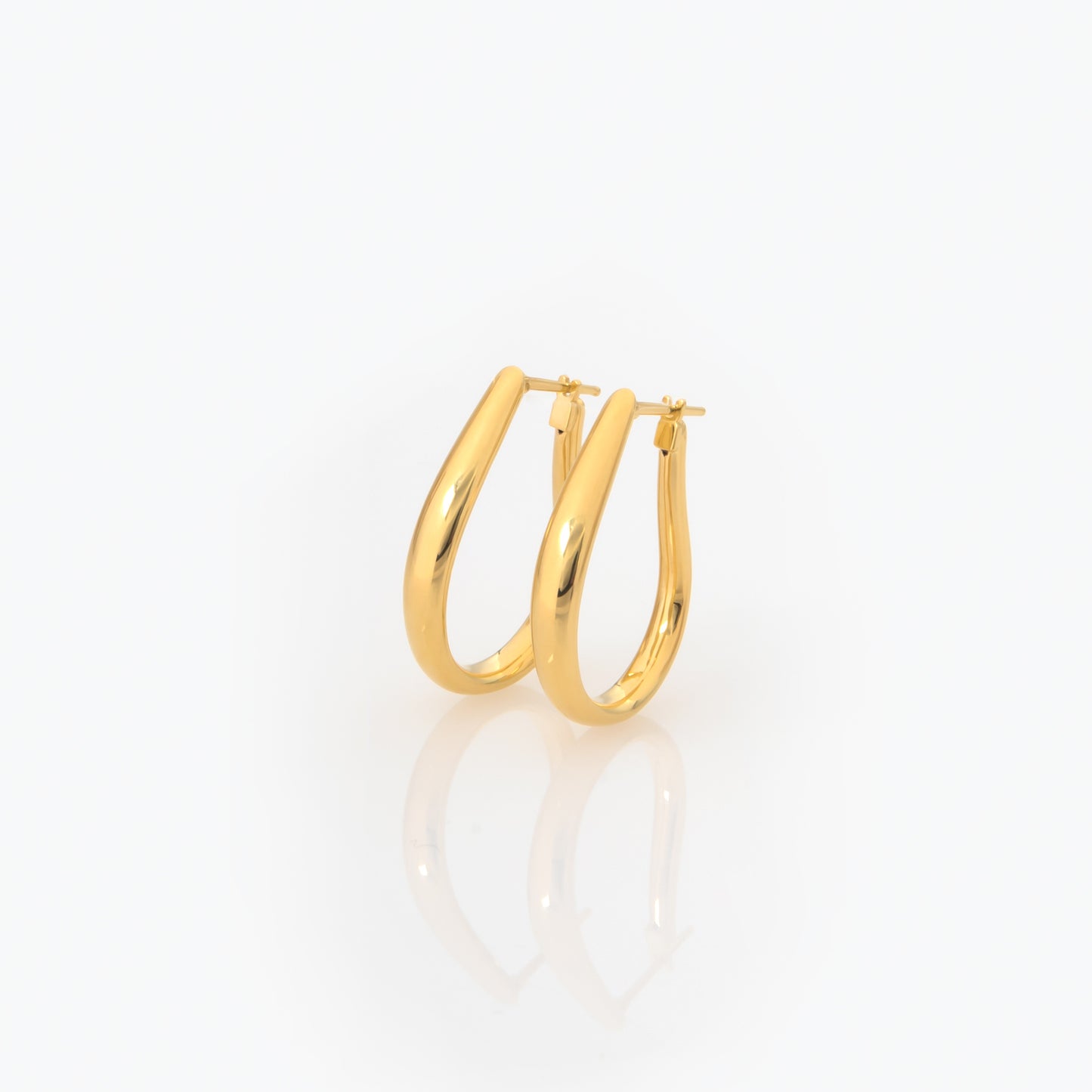 Oval Hinged Gold Hoop Earrings