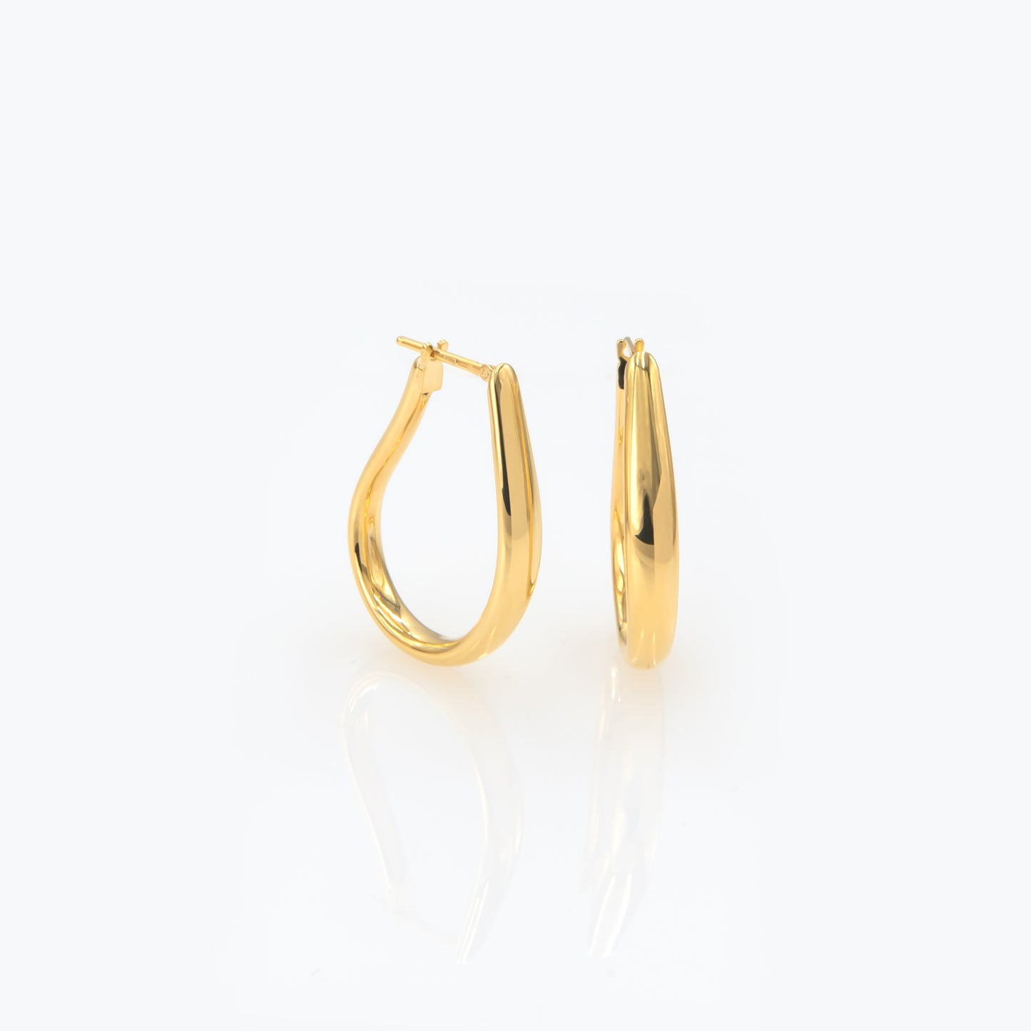 Oval Hinged Gold Hoop Earrings