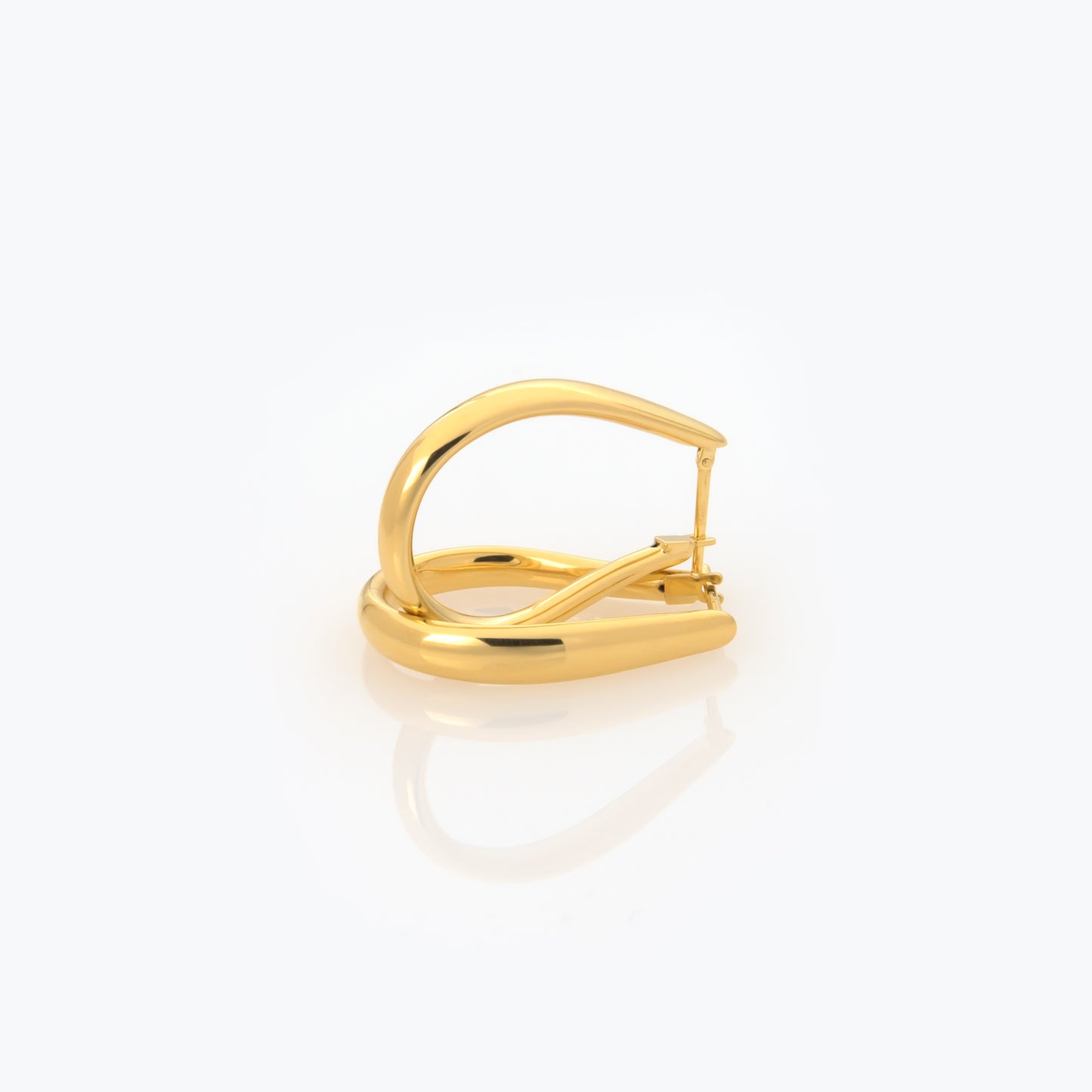 Oval Hinged Gold Hoop Earrings