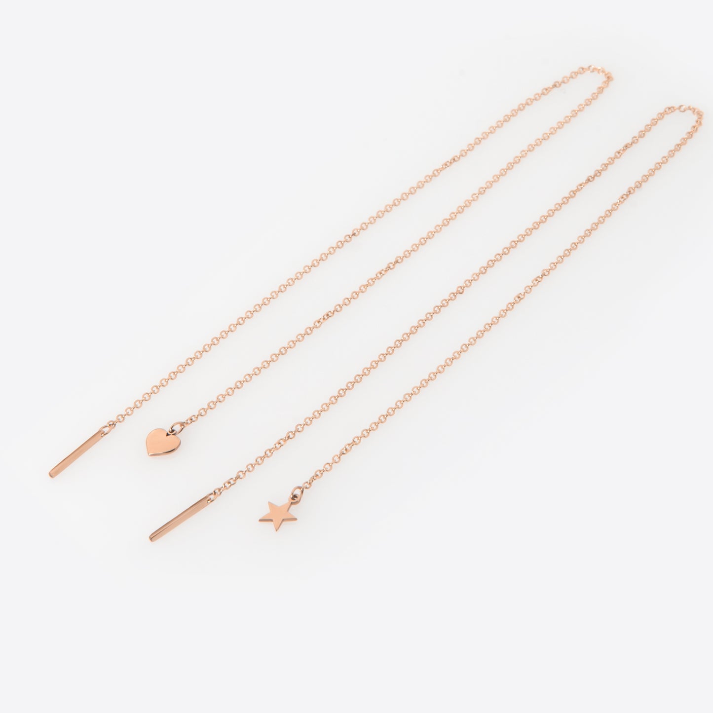 Threader Chain Earrings with Star Charm