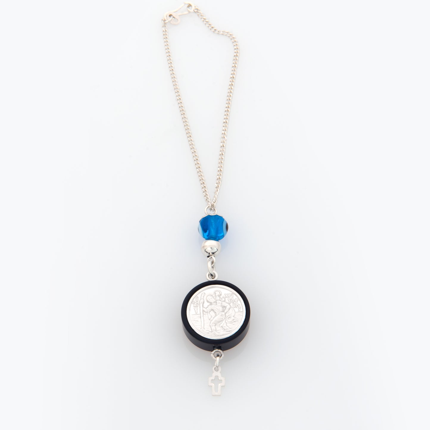 Silver S.Christopher Black Lucky Car Charm