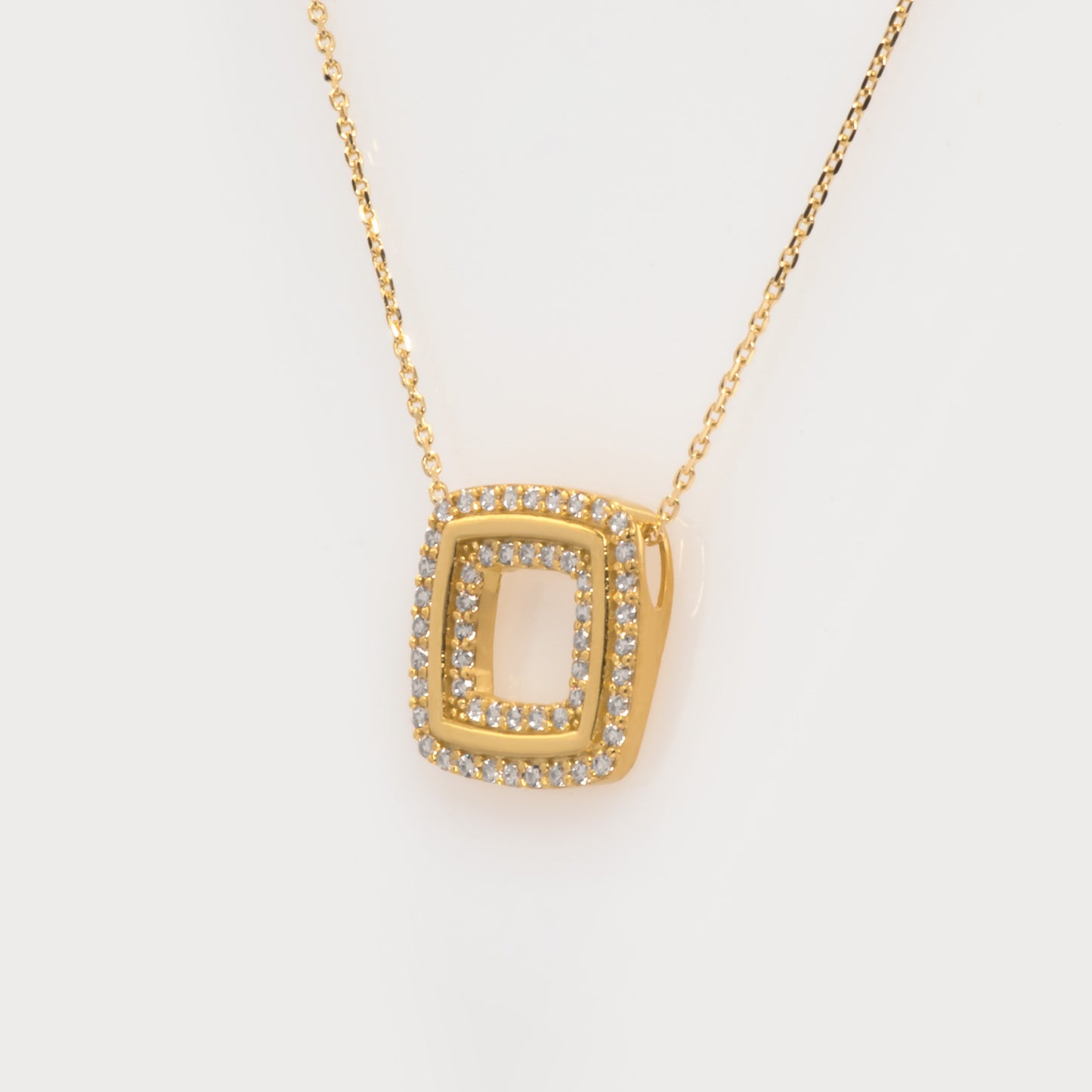 Square Charm Gemstone Necklace