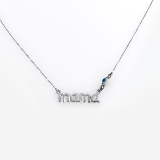 Silver Evil Eye Mama Necklace