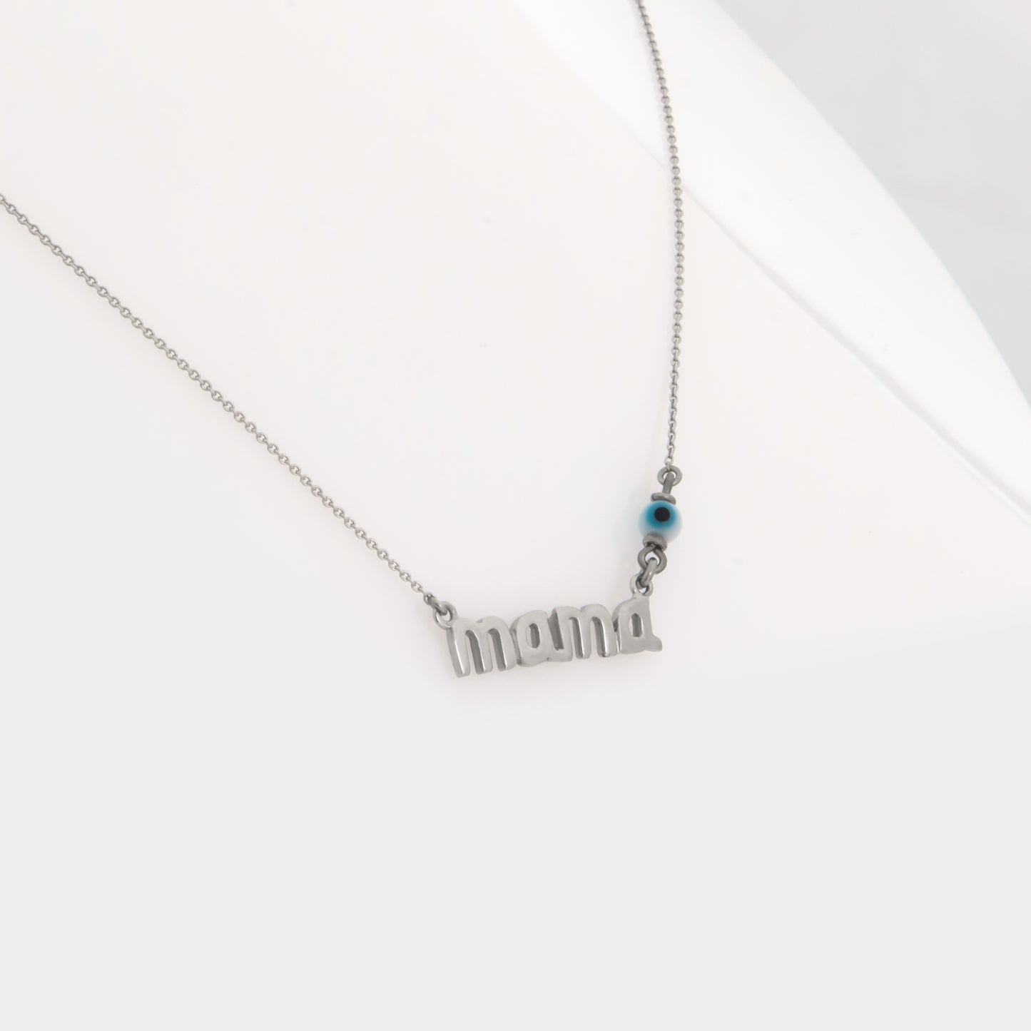 Silver Evil Eye Mama Necklace