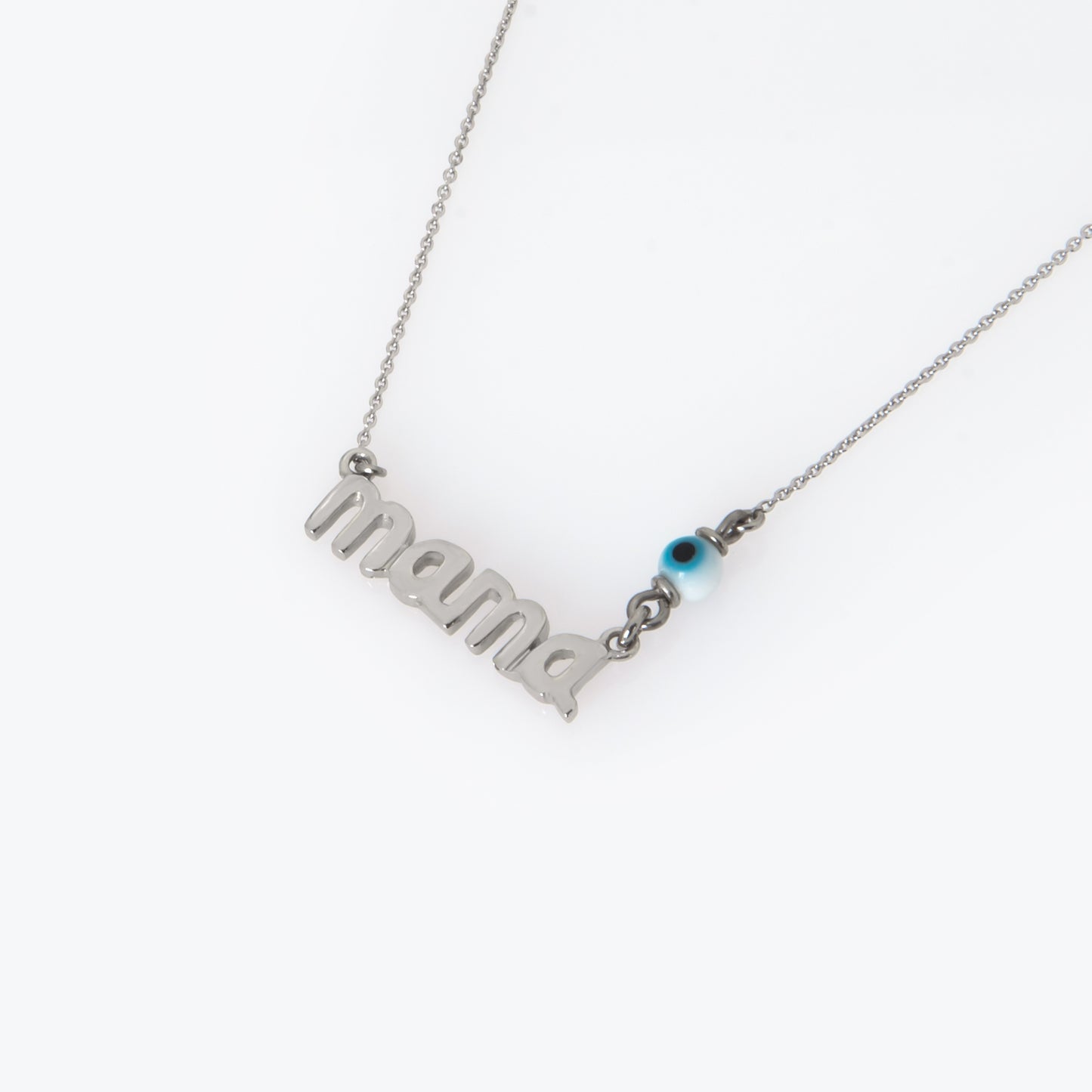 Silver Evil Eye Mama Necklace