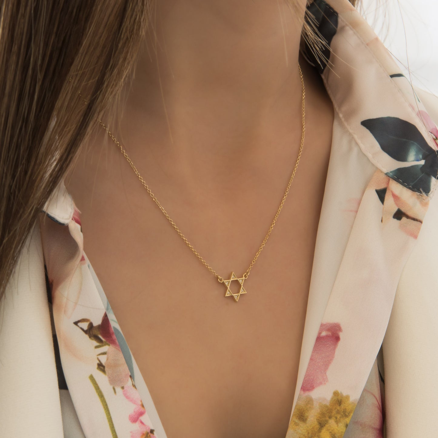 Gold Star of David Necklace