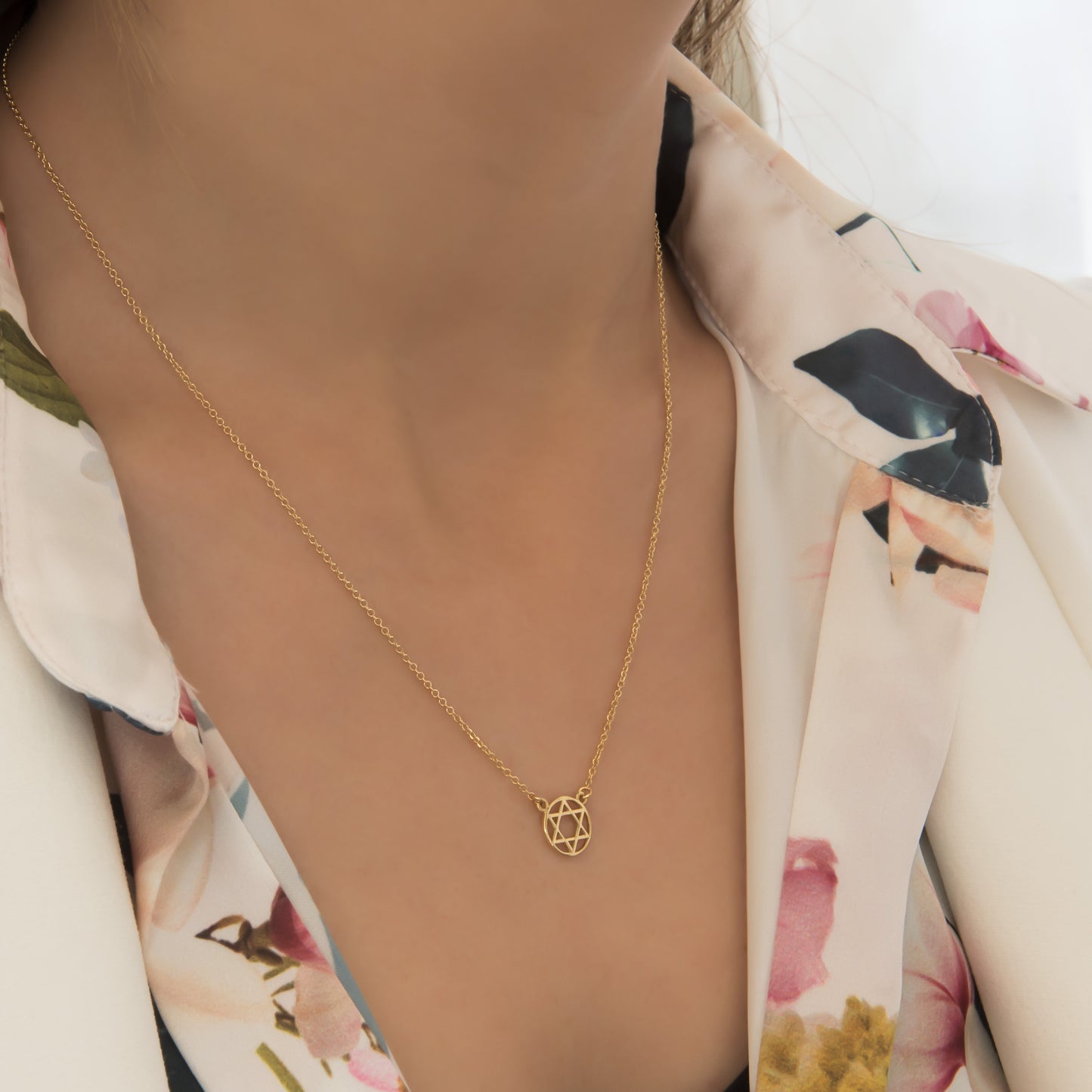 Gold Star of David Pendant Necklace