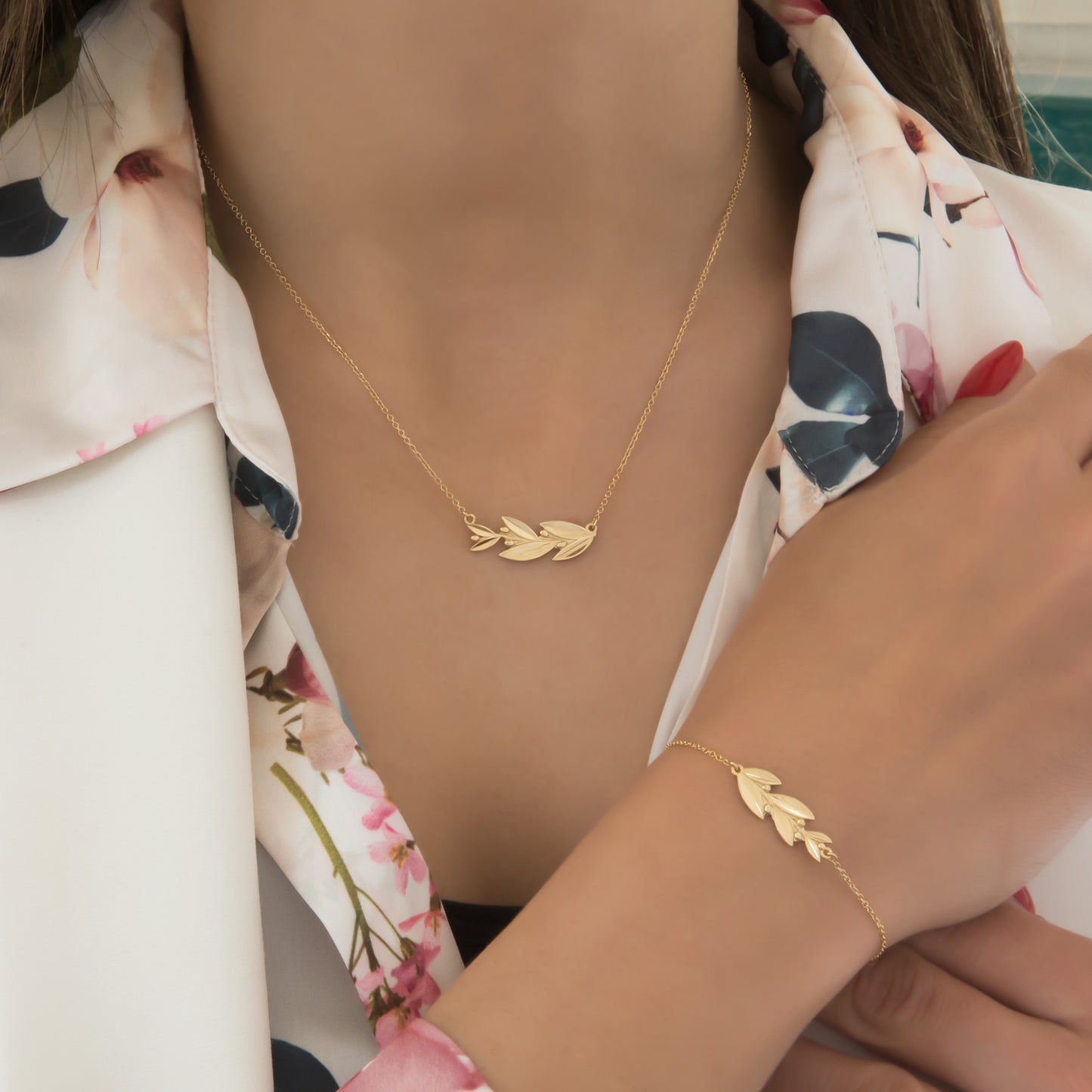 Gold Olive Branch Bracelet