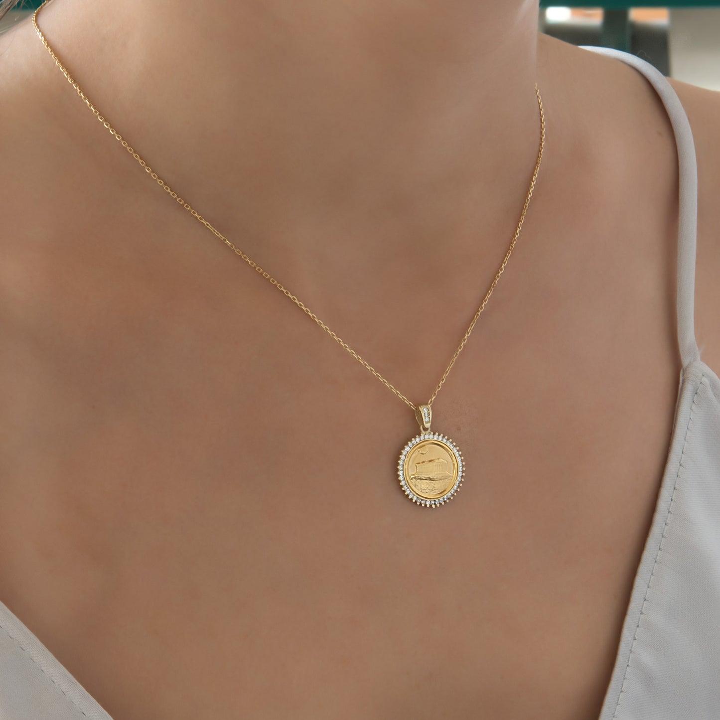 Round Parthenon Gemstone Pendant