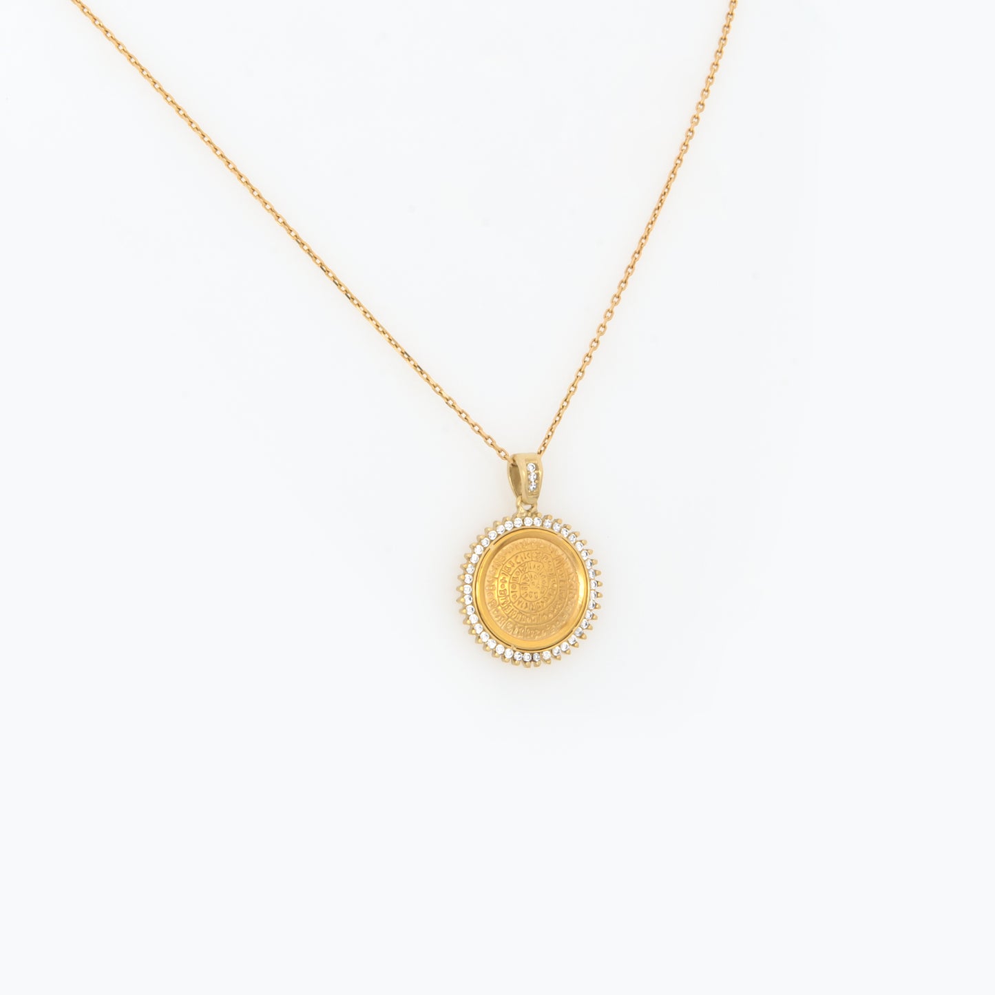 Round Phaistos Disc Gemstone Pendant