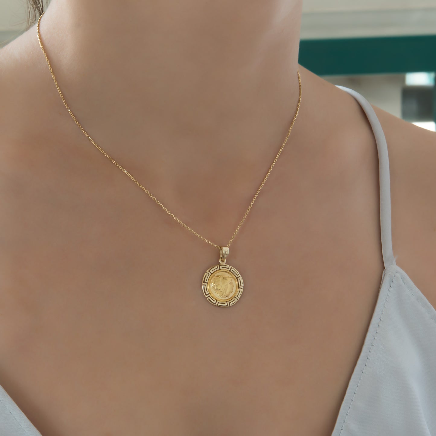 Round Athena Meander Pendant
