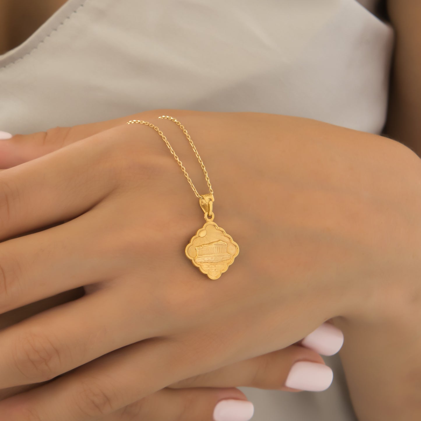 Double-Sided Athena and Acropolis Pendant