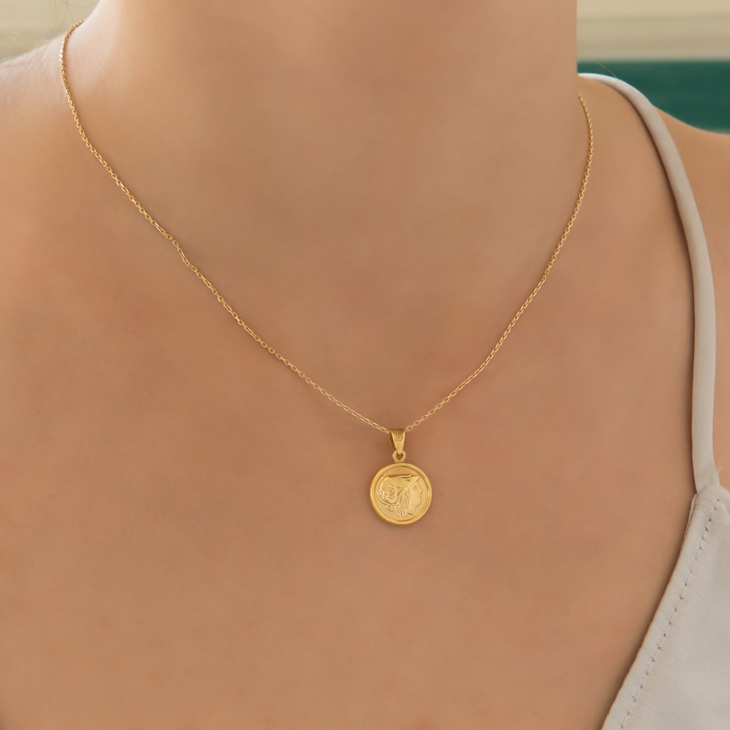 Round Double-Sided Athena and Owl Pendant