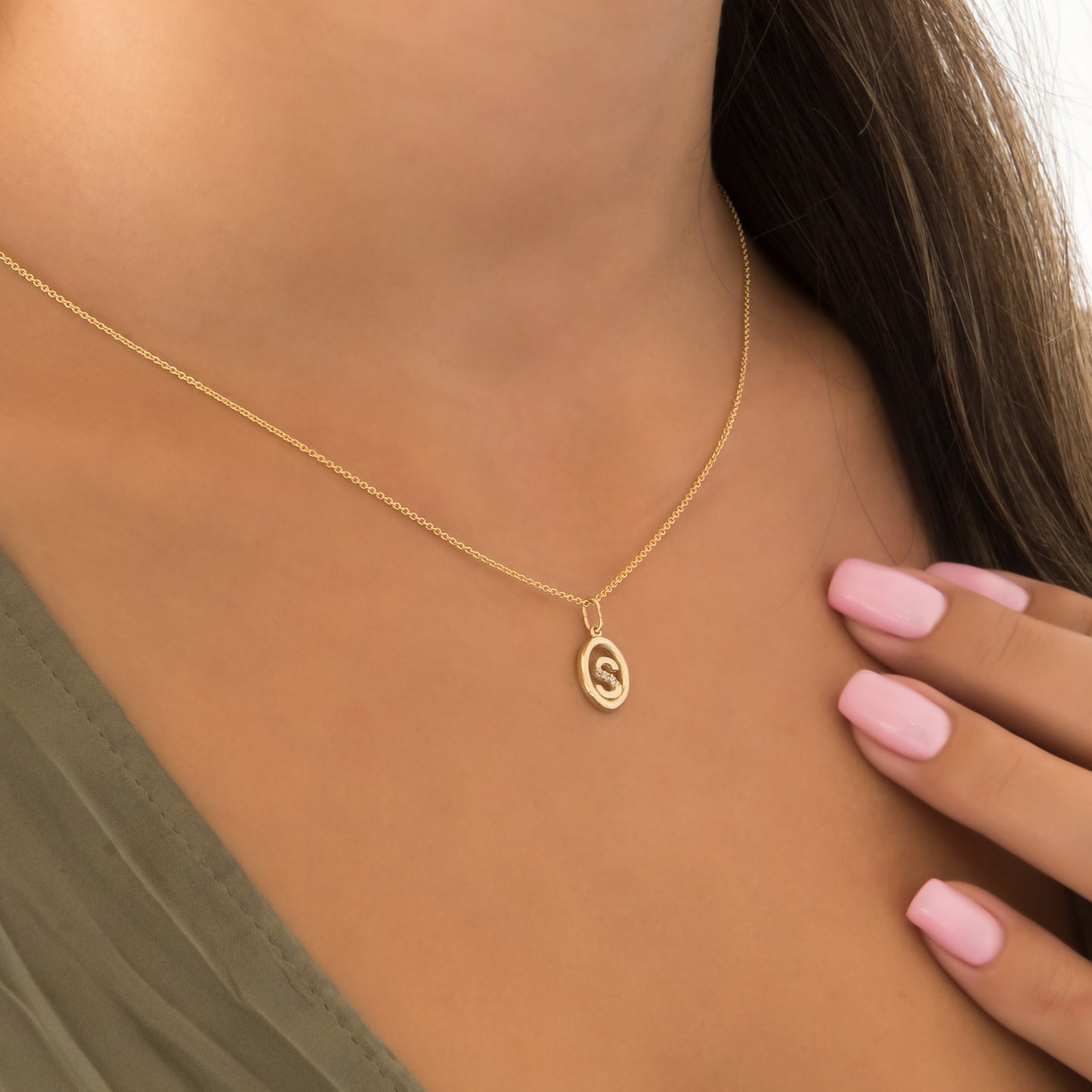 Personalized Oval Monogram Charm Necklace