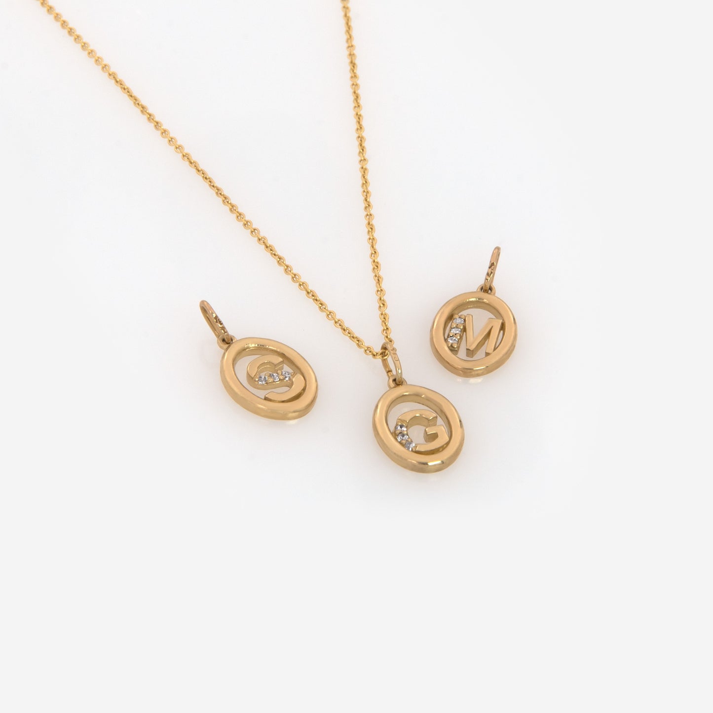 Personalized Oval Monogram Charm Necklace