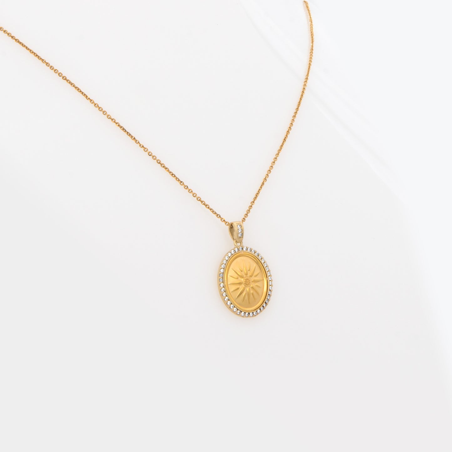 Oval Vergina Sun Gemstone Pendant