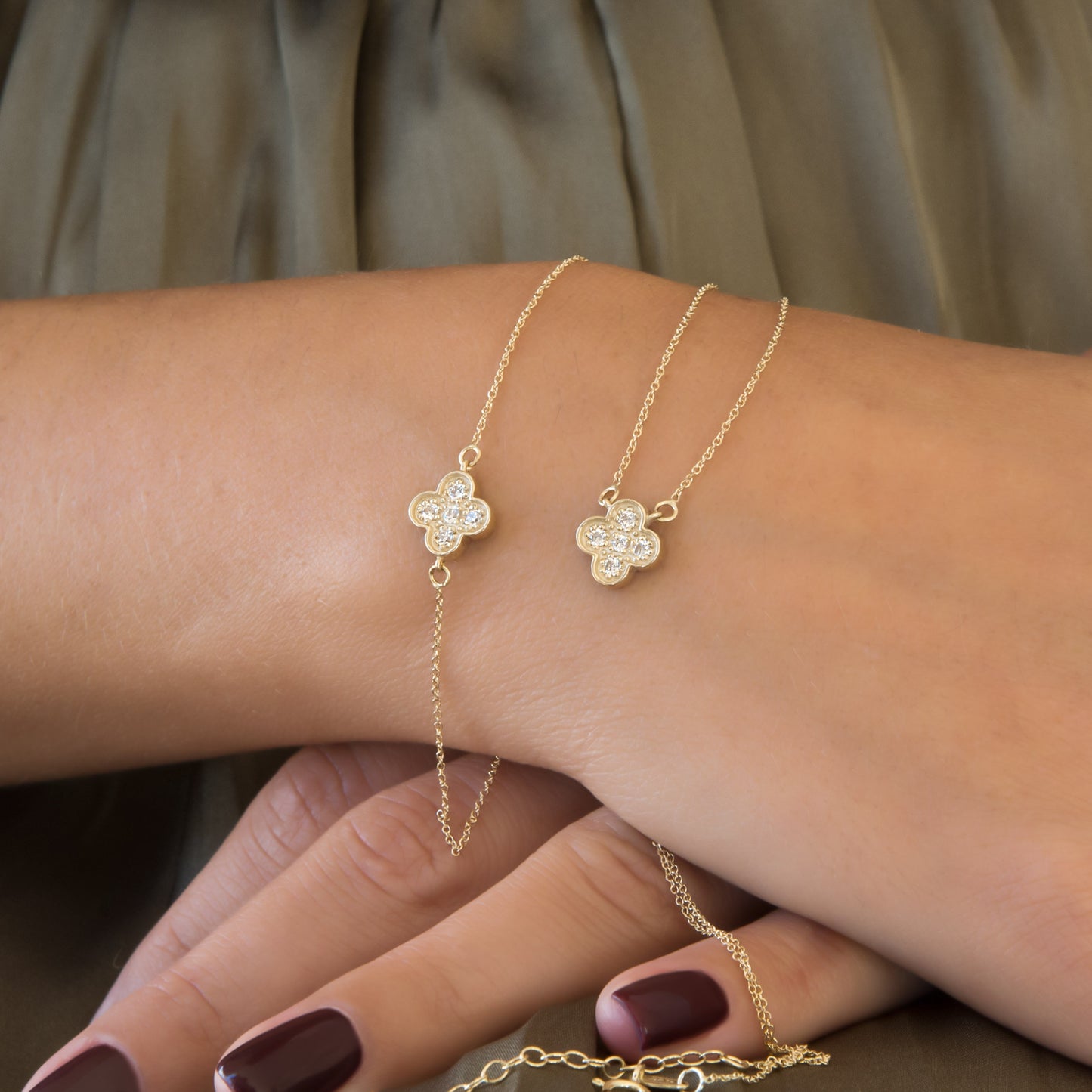 Four Leaf Clover Gemstone Necklace