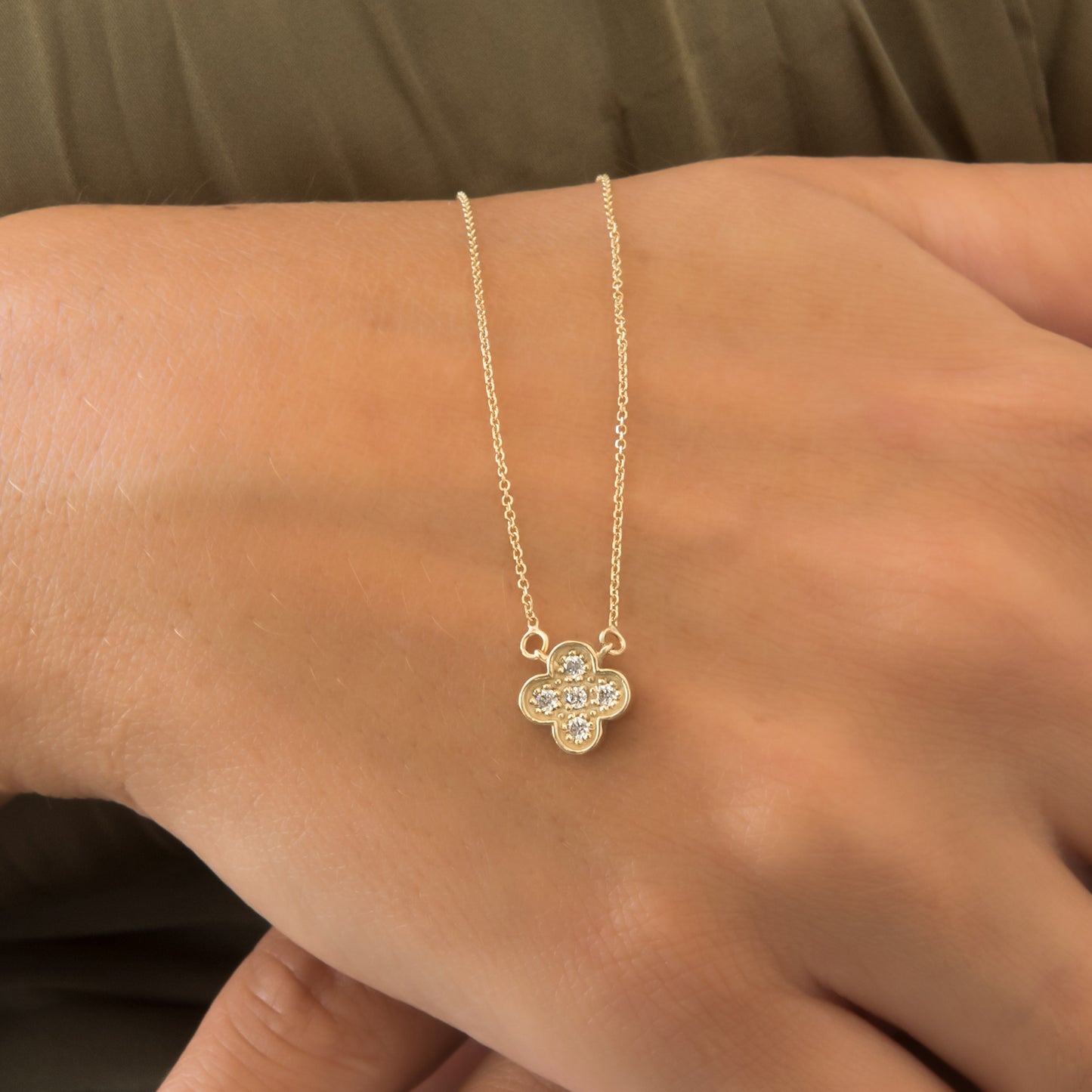 Four Leaf Clover Gemstone Necklace