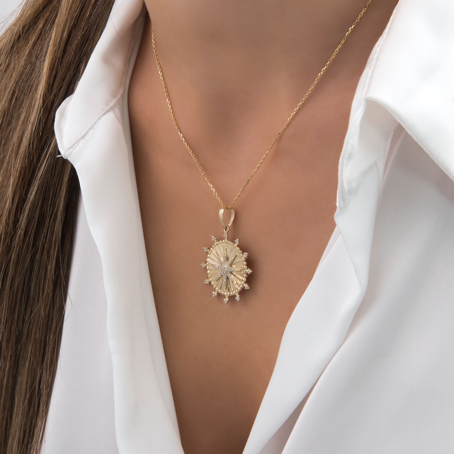 Round Diamond-Cut North Star Pendant