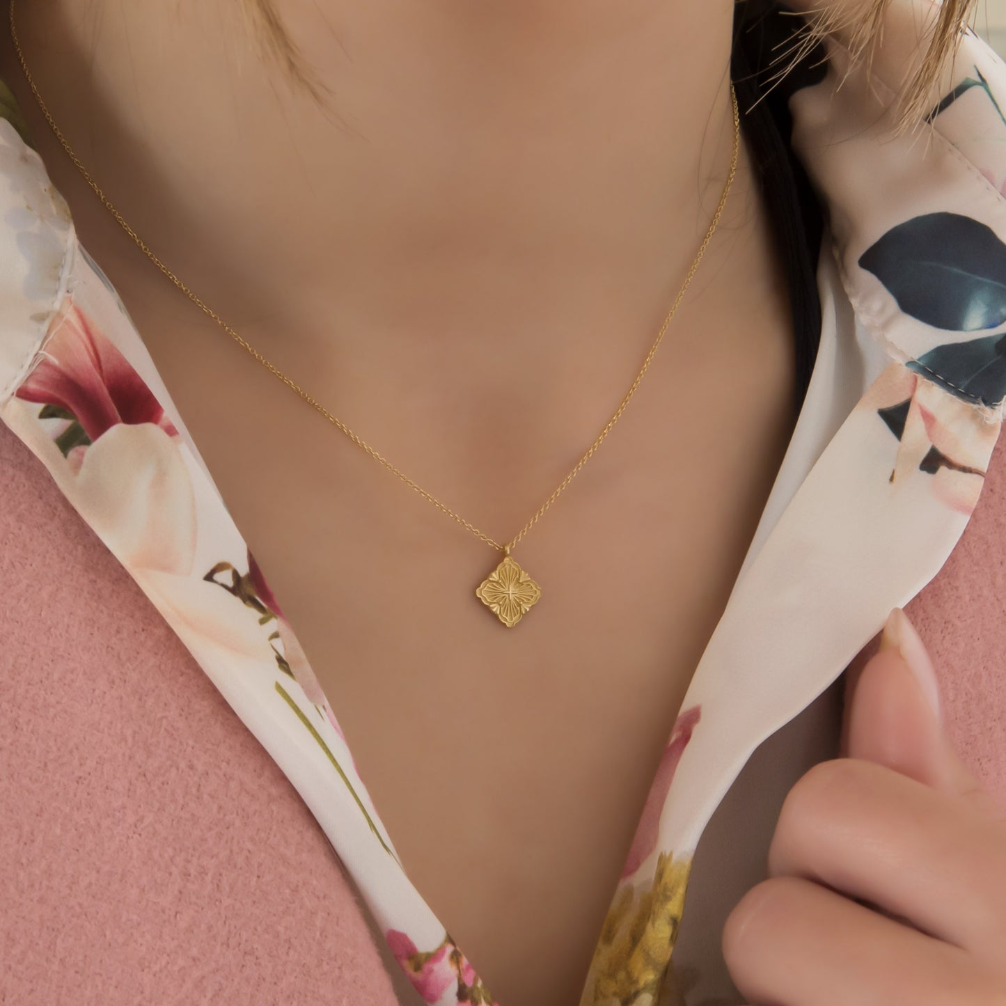 Cross Four-Leaf Clover Necklace