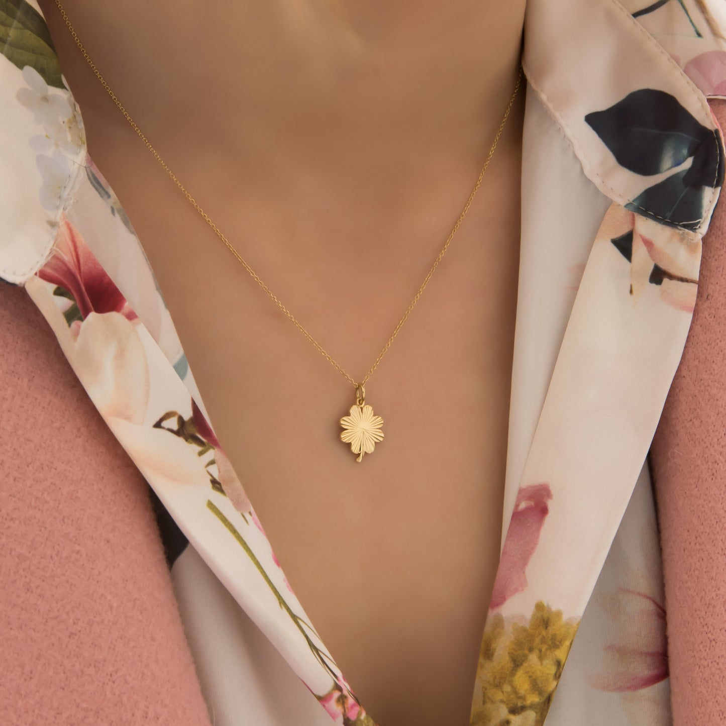 Four-Leaf Clover Sunburst Necklace