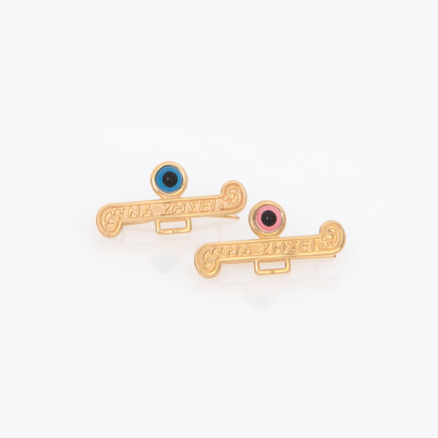 Gold Baptism Baby Pin with Evil Eye