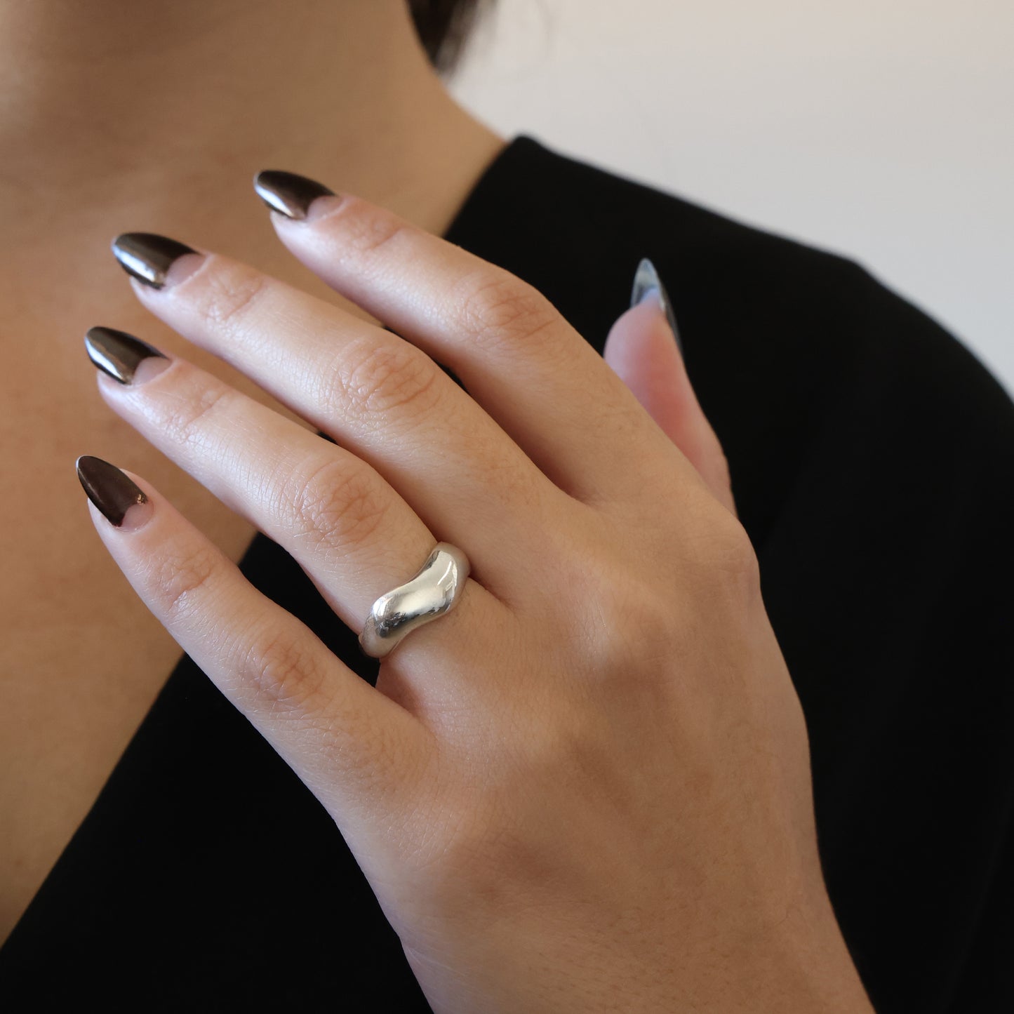 Silver Wavy Dome Ring