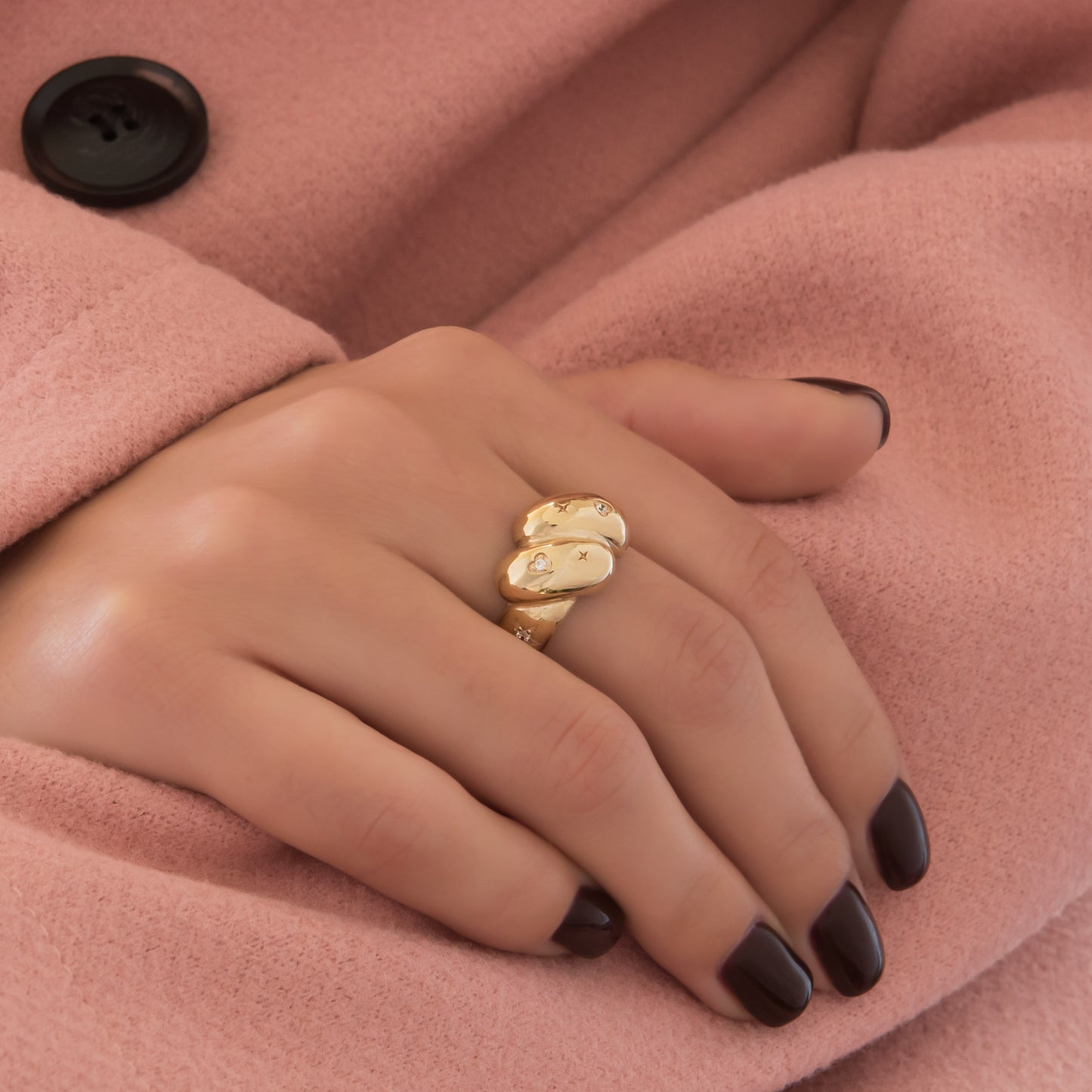 Diamond Twisted Dome Ring