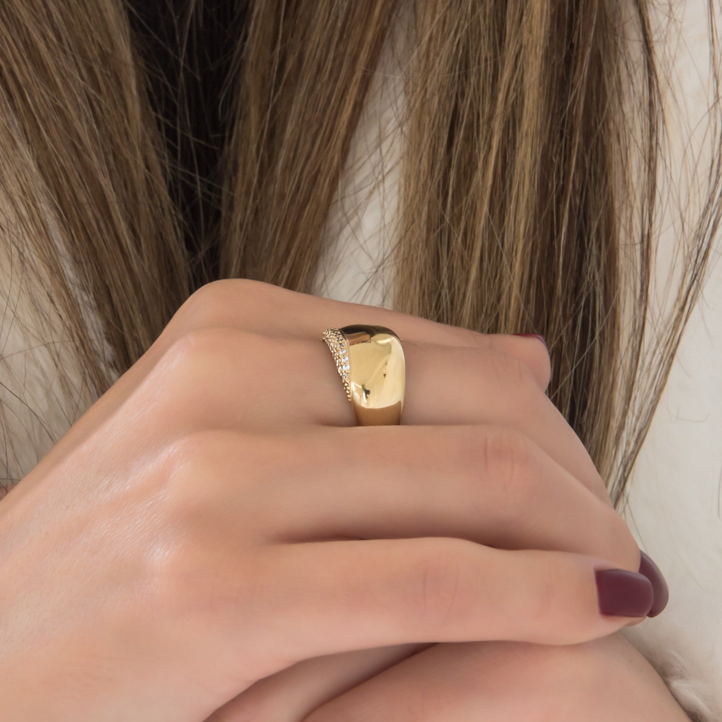 Wide Dome Diamond Ring