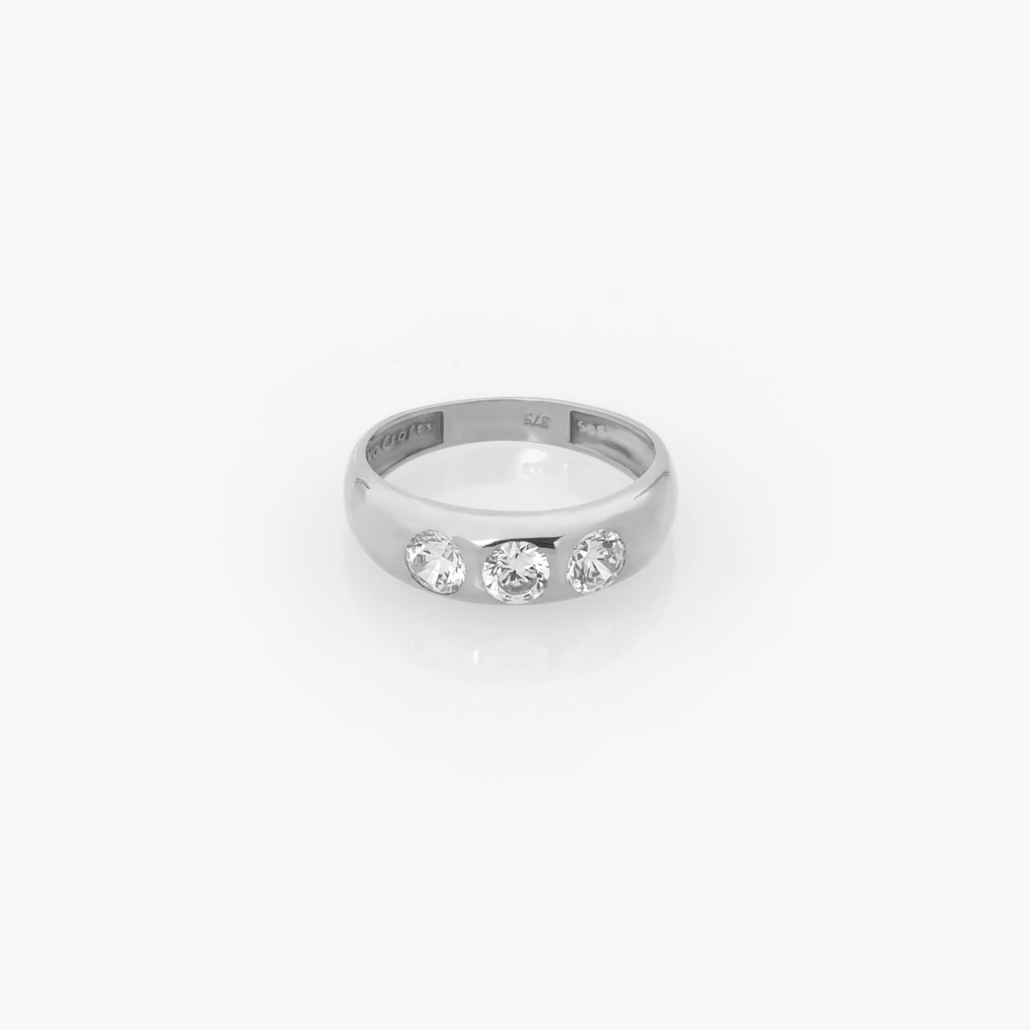 Gemstone Dome Ring with 3 White CZ