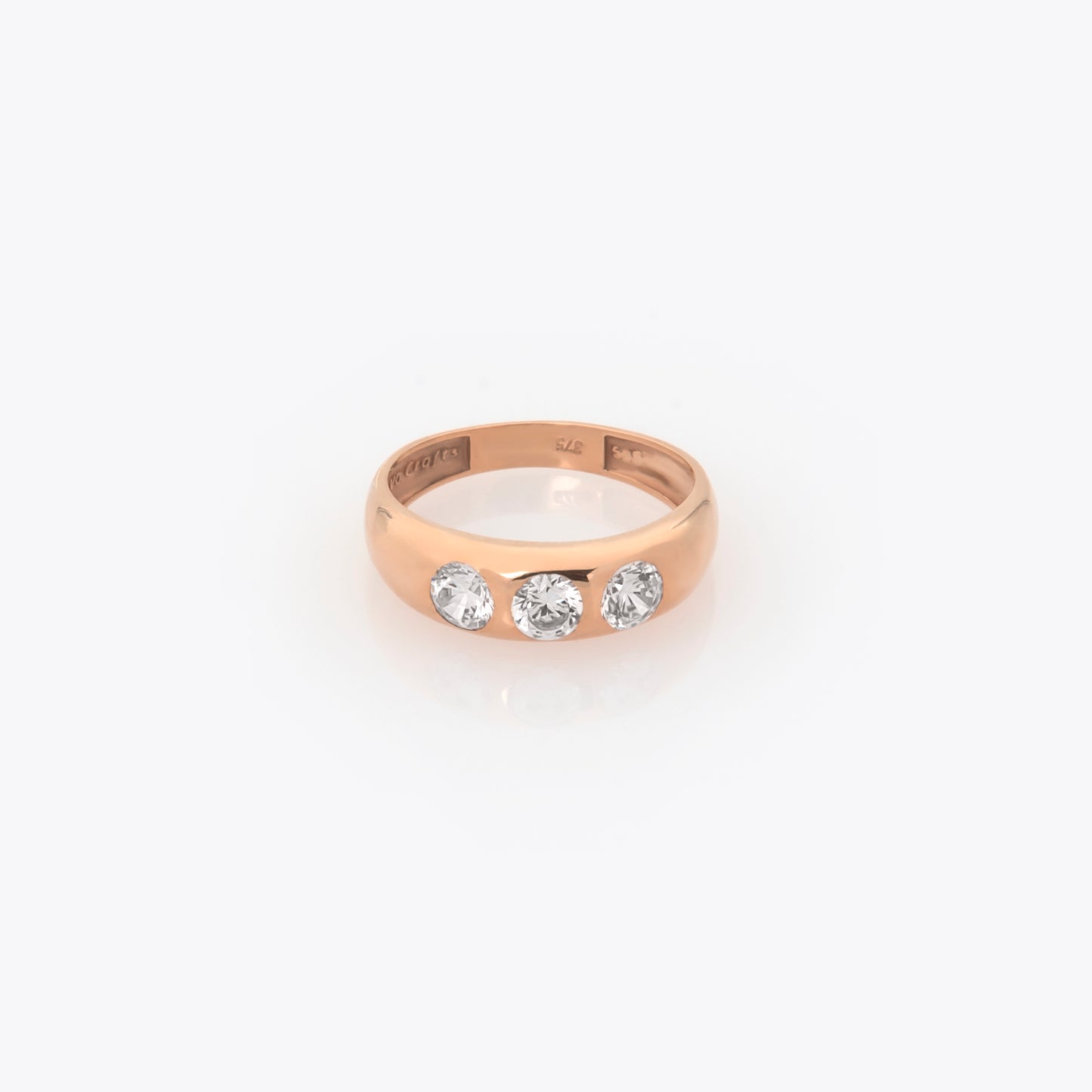 Gemstone Dome Ring with 3 White CZ
