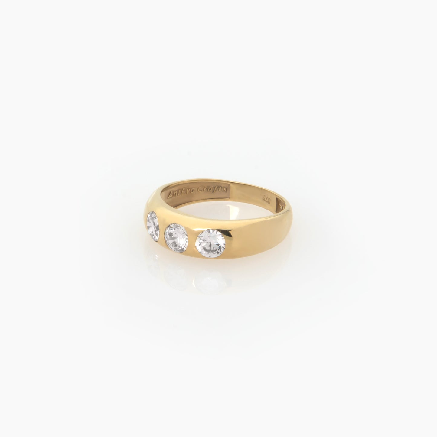 Gemstone Dome Ring with 3 White CZ
