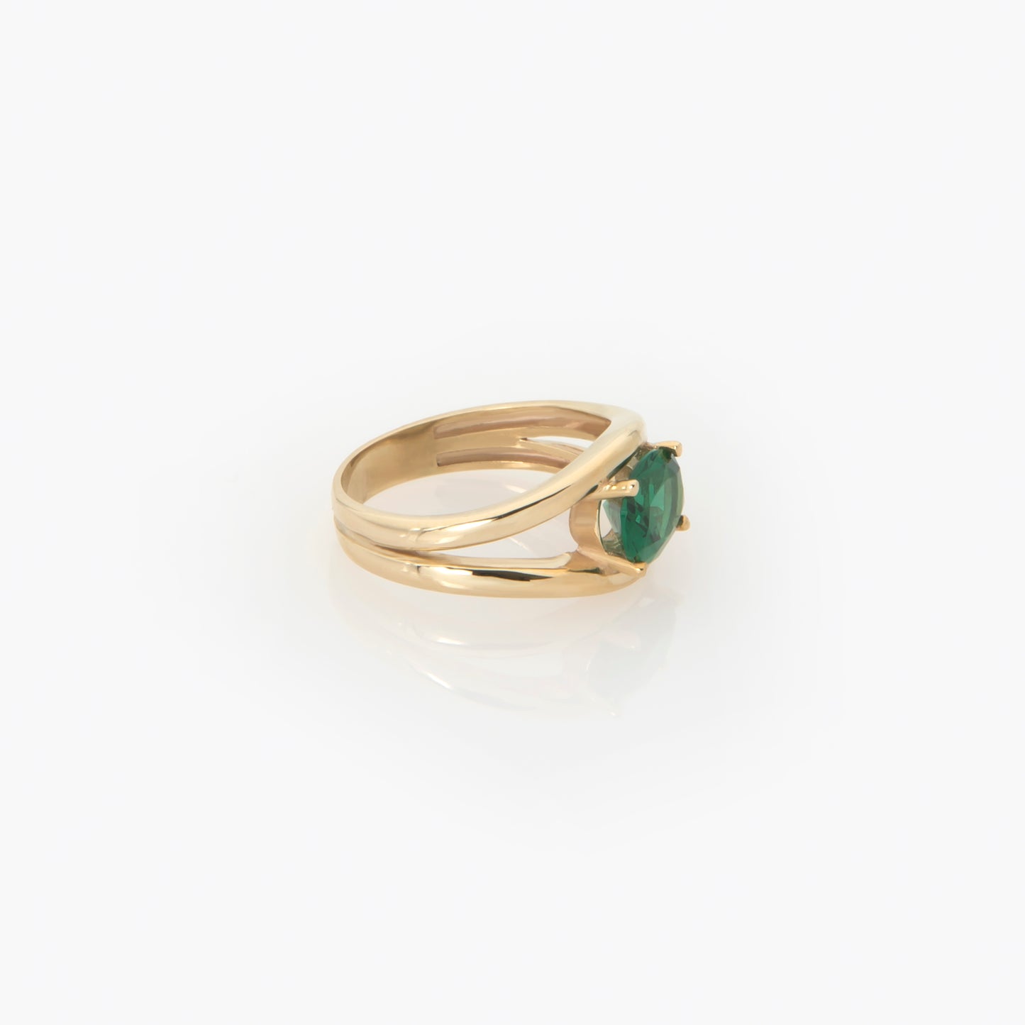 Split Dome Ring with Oval Gemstone