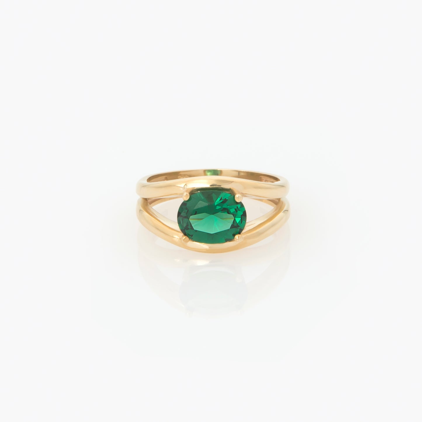 Split Dome Ring with Oval Gemstone
