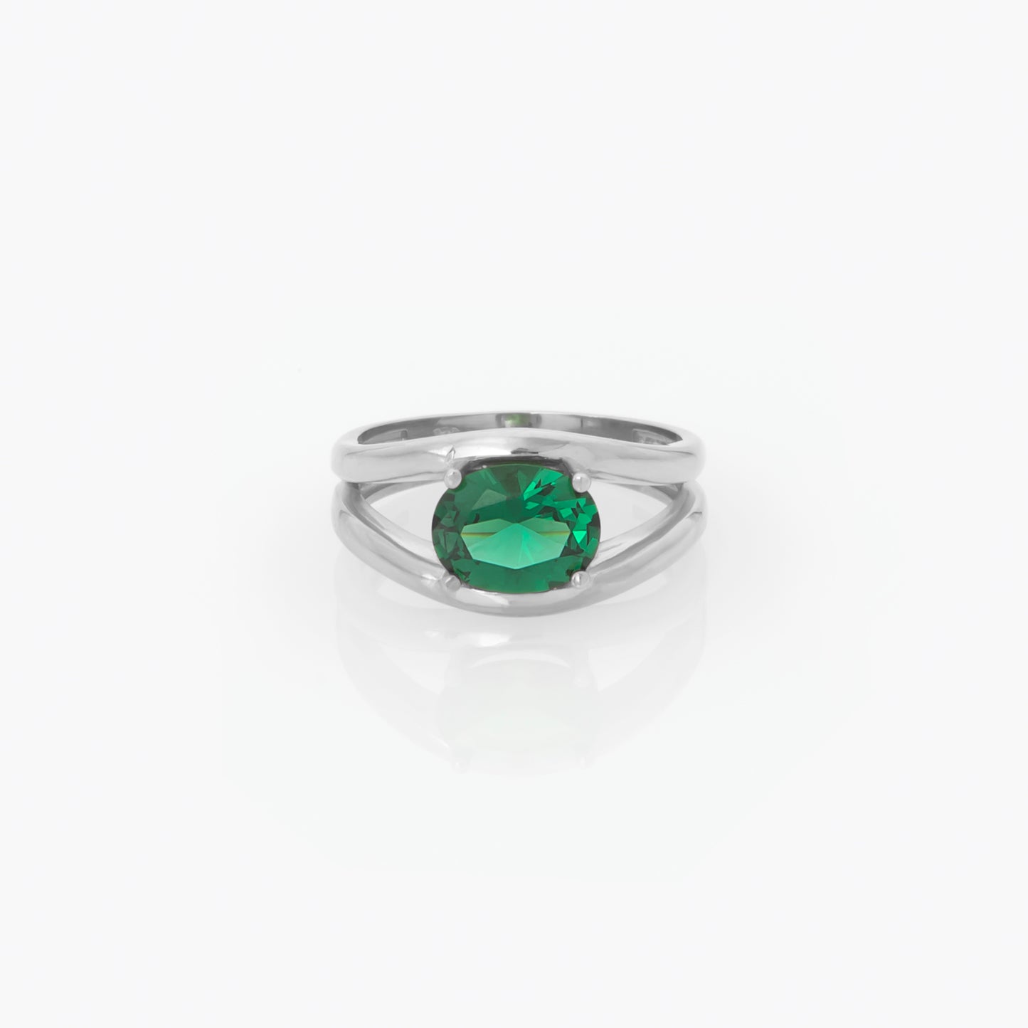 Split Dome Ring with Oval Gemstone