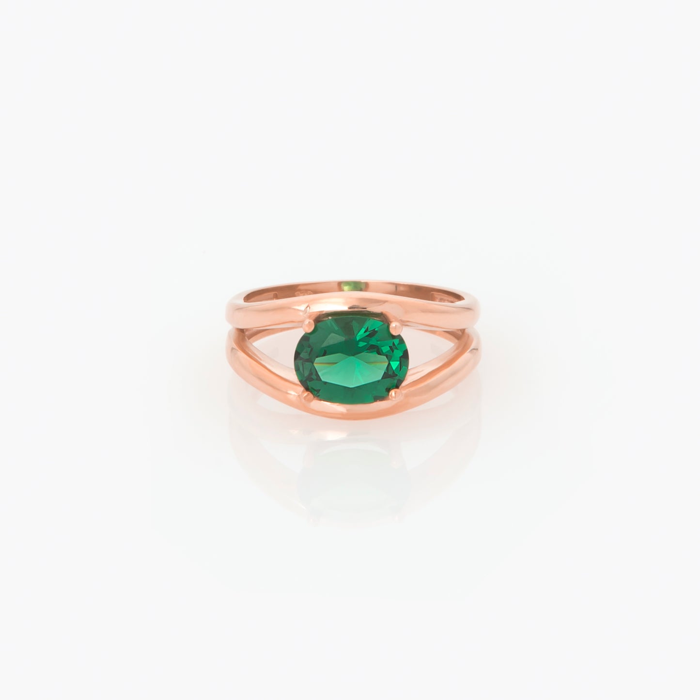 Split Dome Ring with Oval Gemstone
