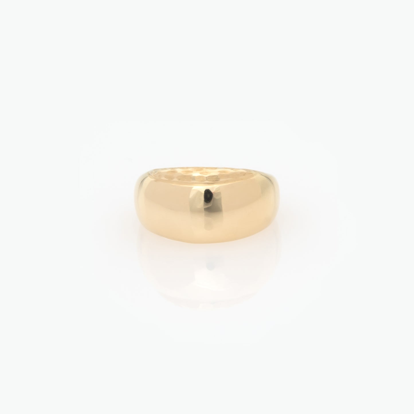 Wide Dome Ring with a Hammered Edge