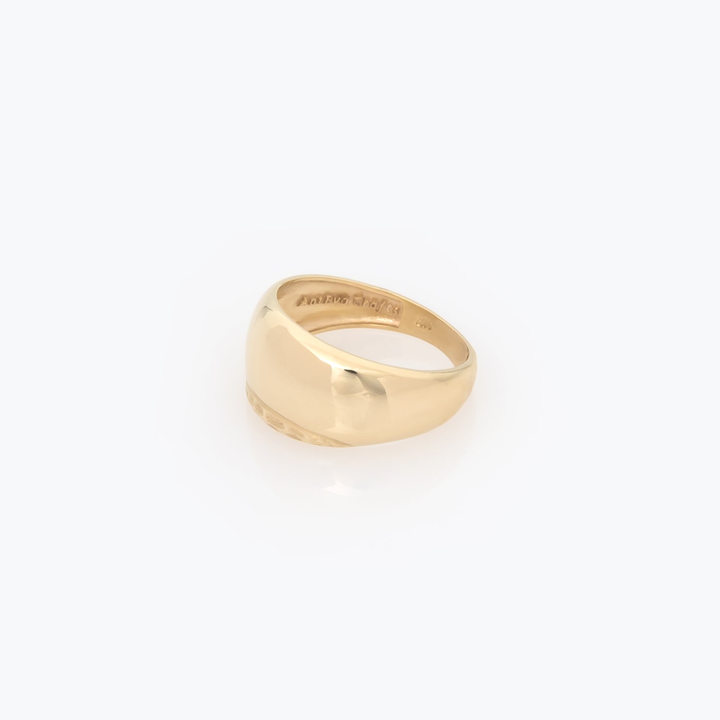 Wide Dome Ring with a Hammered Edge