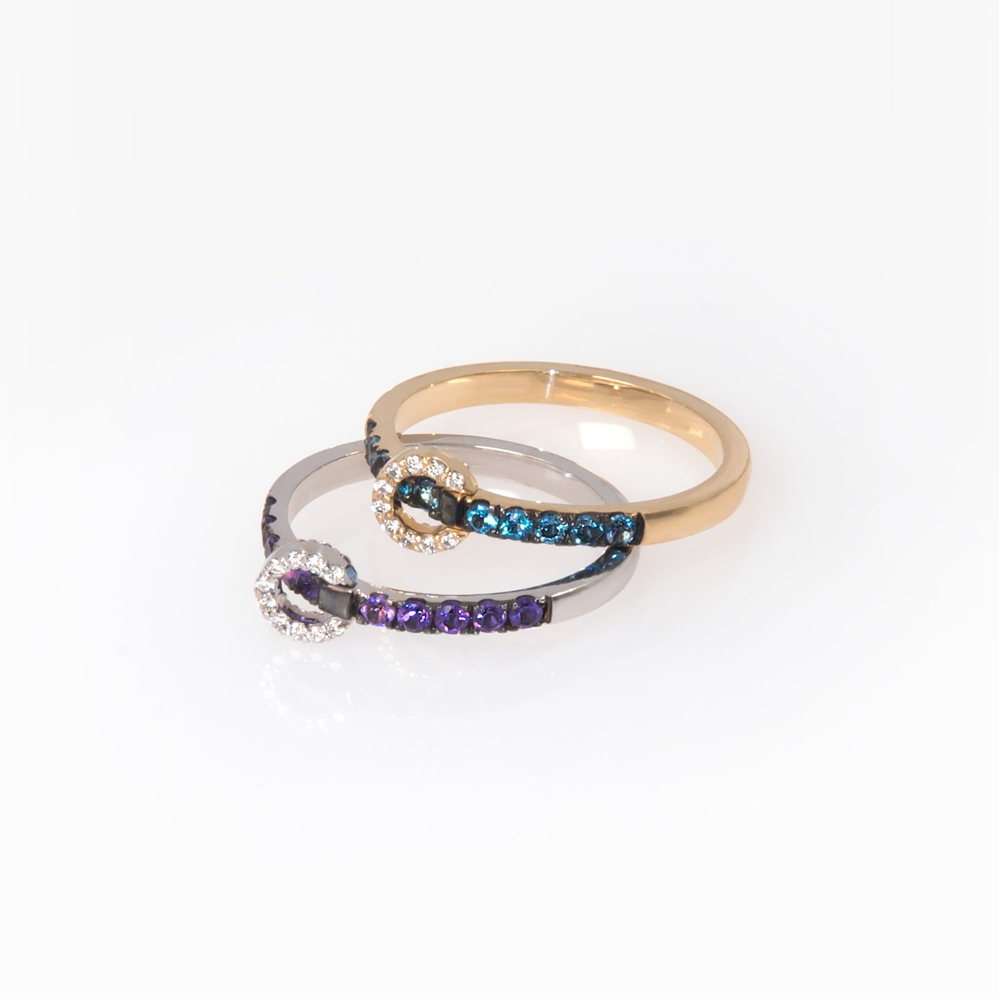 Circle Charm Half Eternity Birthstone Ring