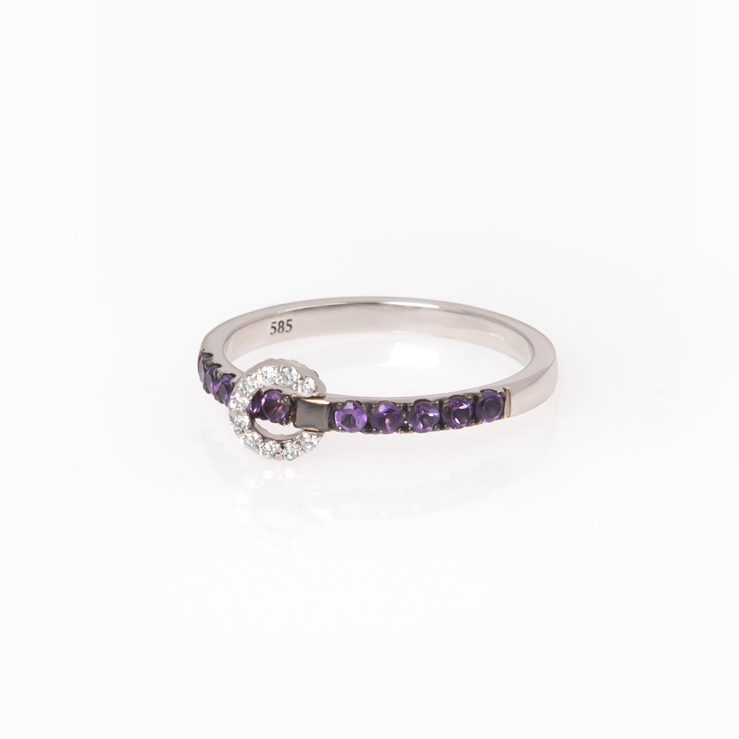 Circle Charm Half Eternity Birthstone Ring