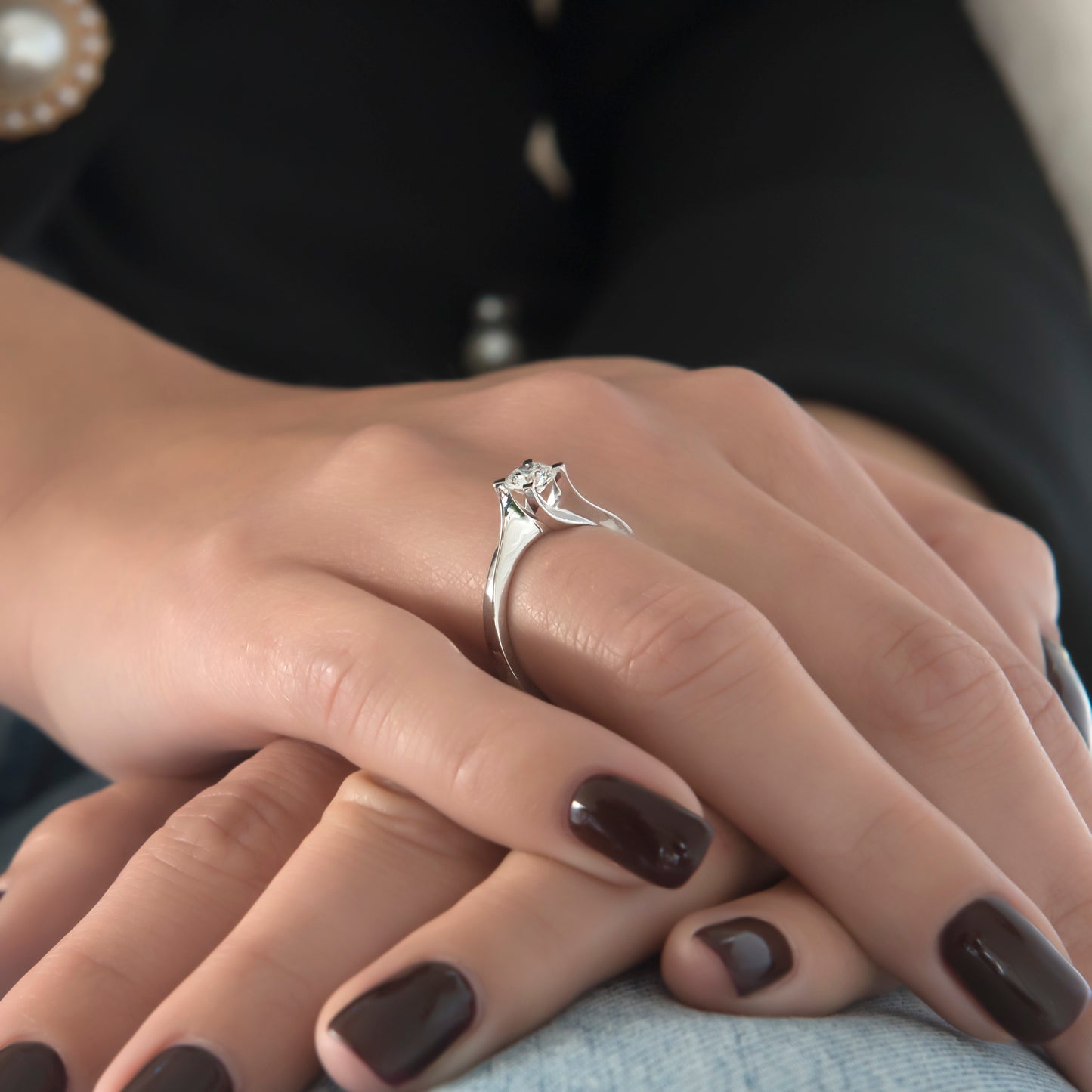 Solitaire Lab Grown Diamond Ring White Gold 14k