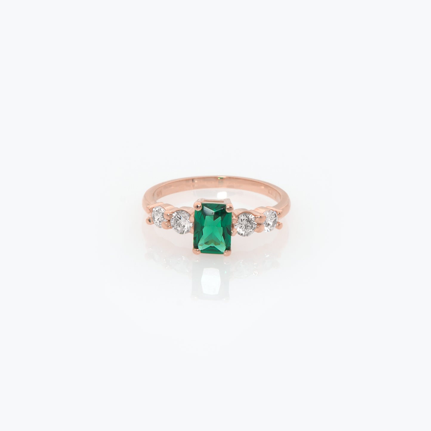 Emerald Cut Ring with 2 Side Gems