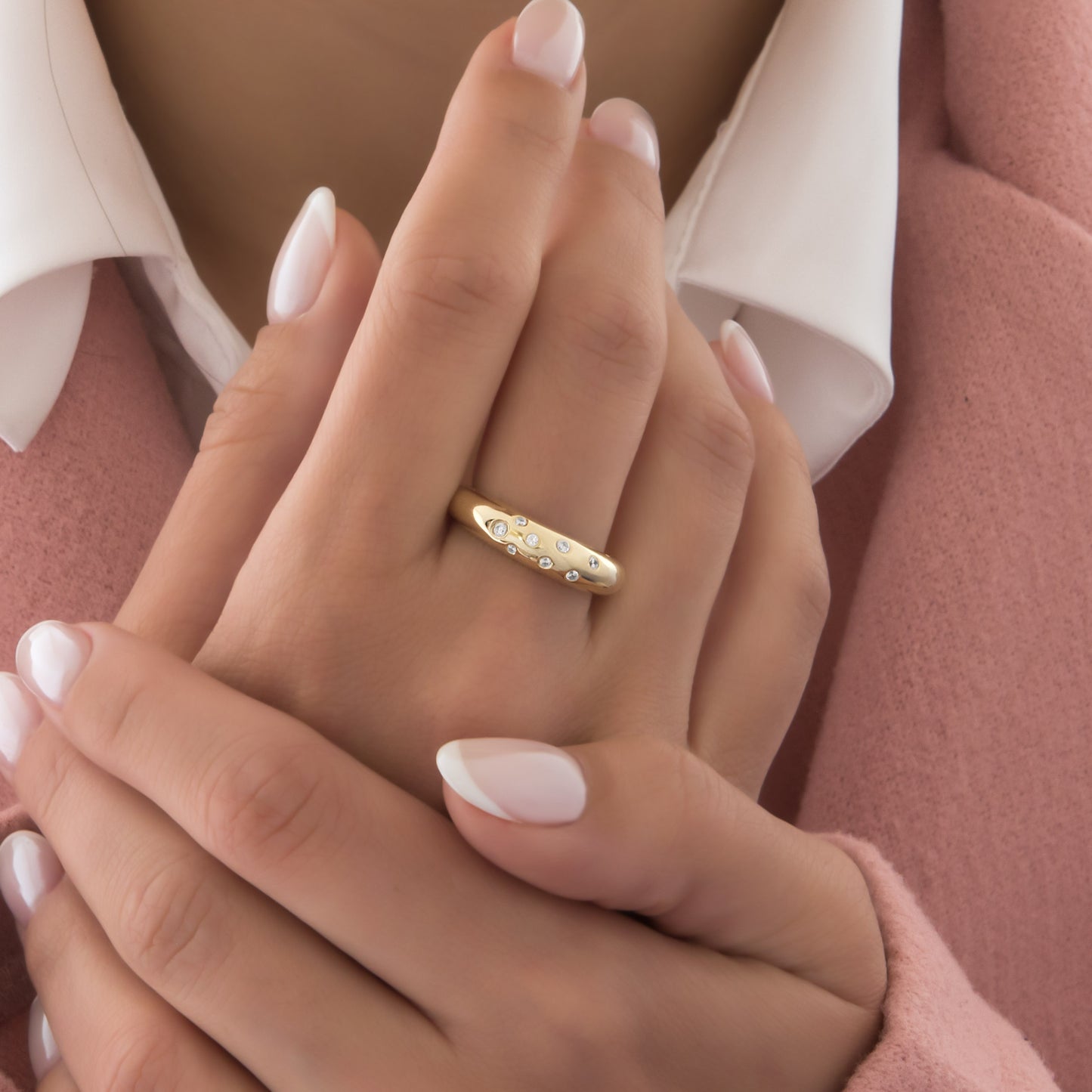 Asymmetrical Stones Gold Ring