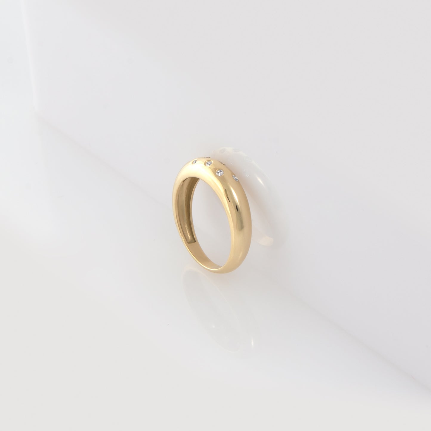 Asymmetrical Stones Gold Ring